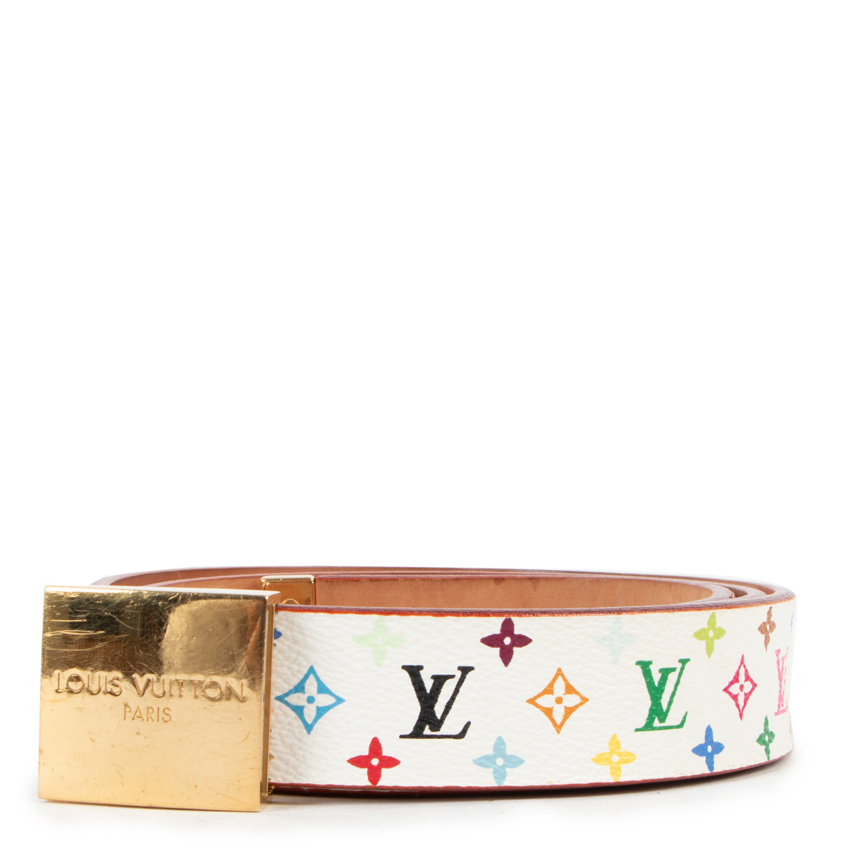 Louis Vuitton x Takashi Murakami White multi belt. Size 70. AMORE meets LV  x MURAKAMI POPUP Store at AMORE Gentleman July 1st -…