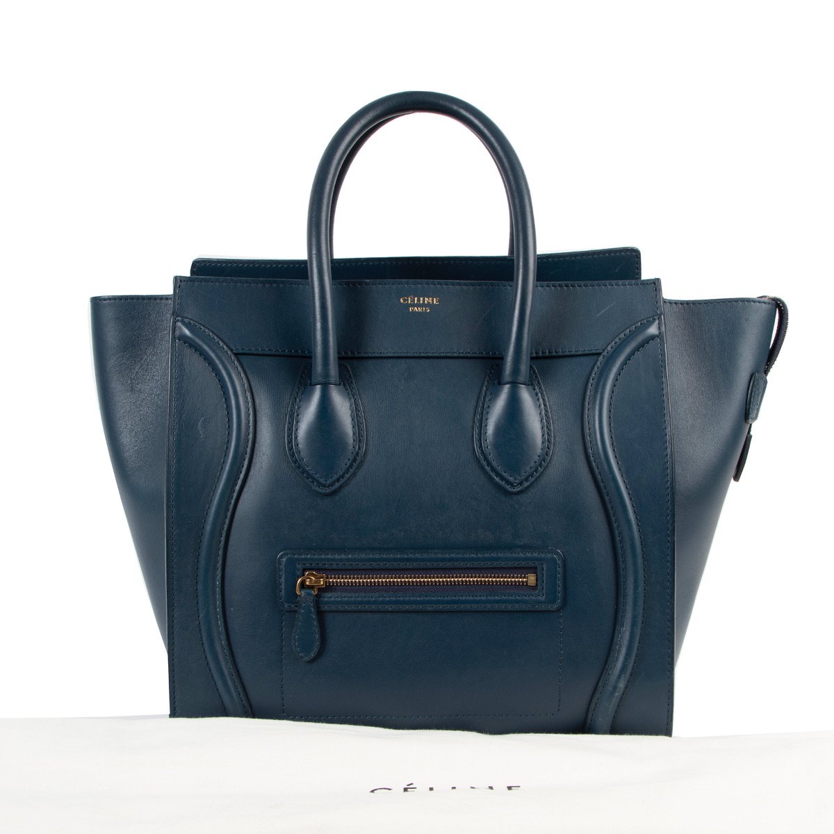 Celine Blue Leather Mini Luggage Tote Bag Labellov Buy and