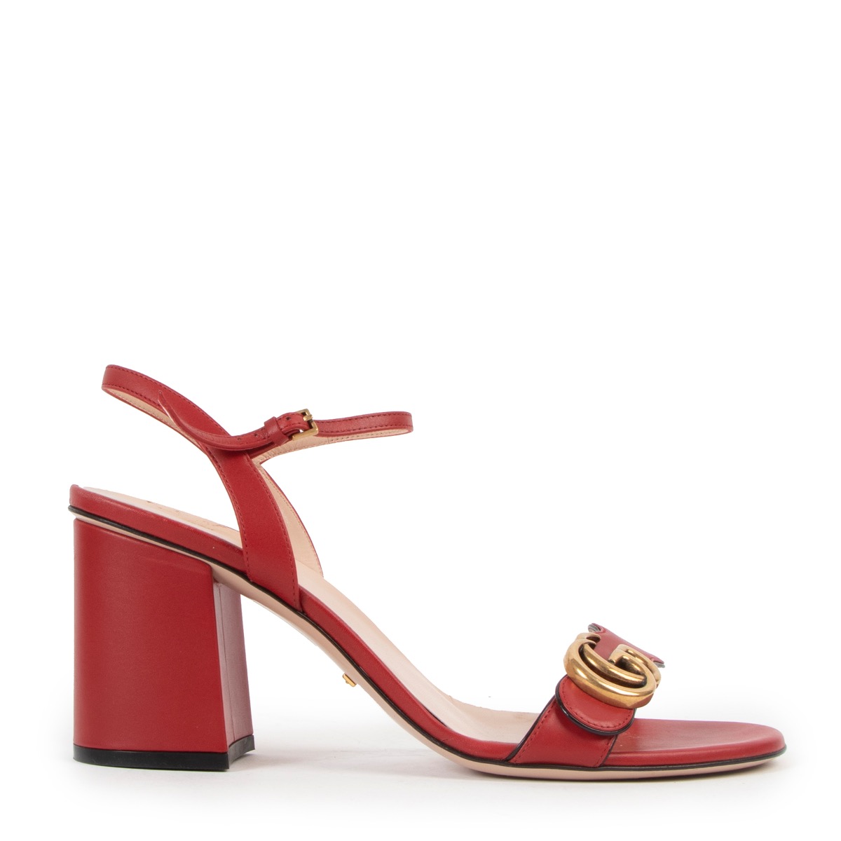 Gucci Red Leather Mid Heel Sandals Size 39.5 Labellov Buy and Sell Authentic Luxury