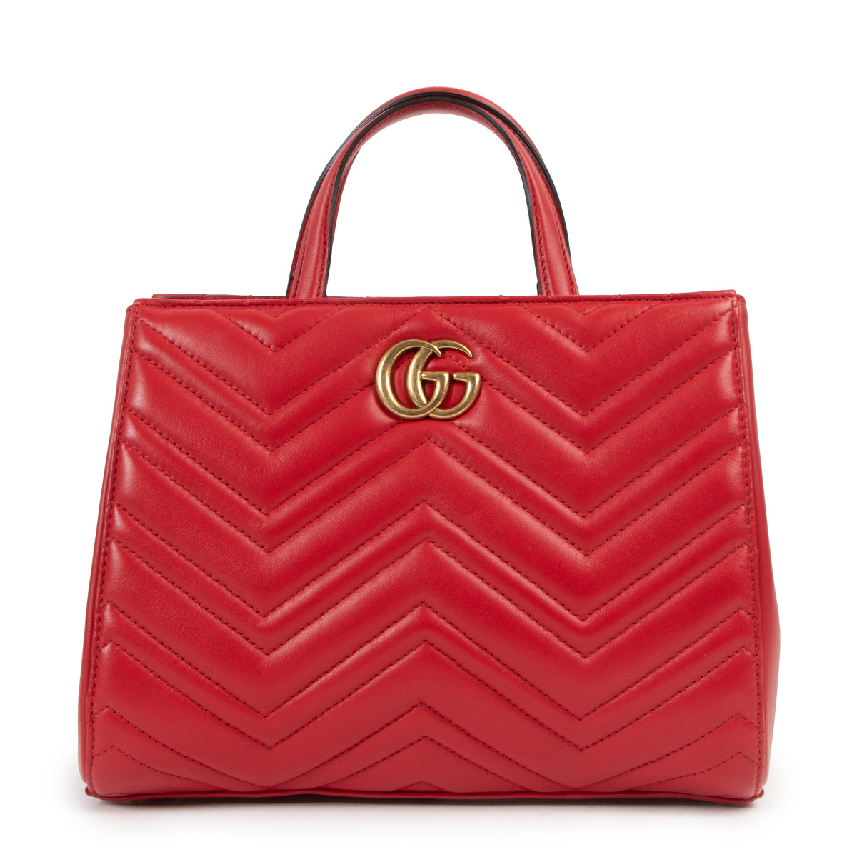 Gucci GG Marmont Small Matelassé Red Top Handle Bag ○ Labellov