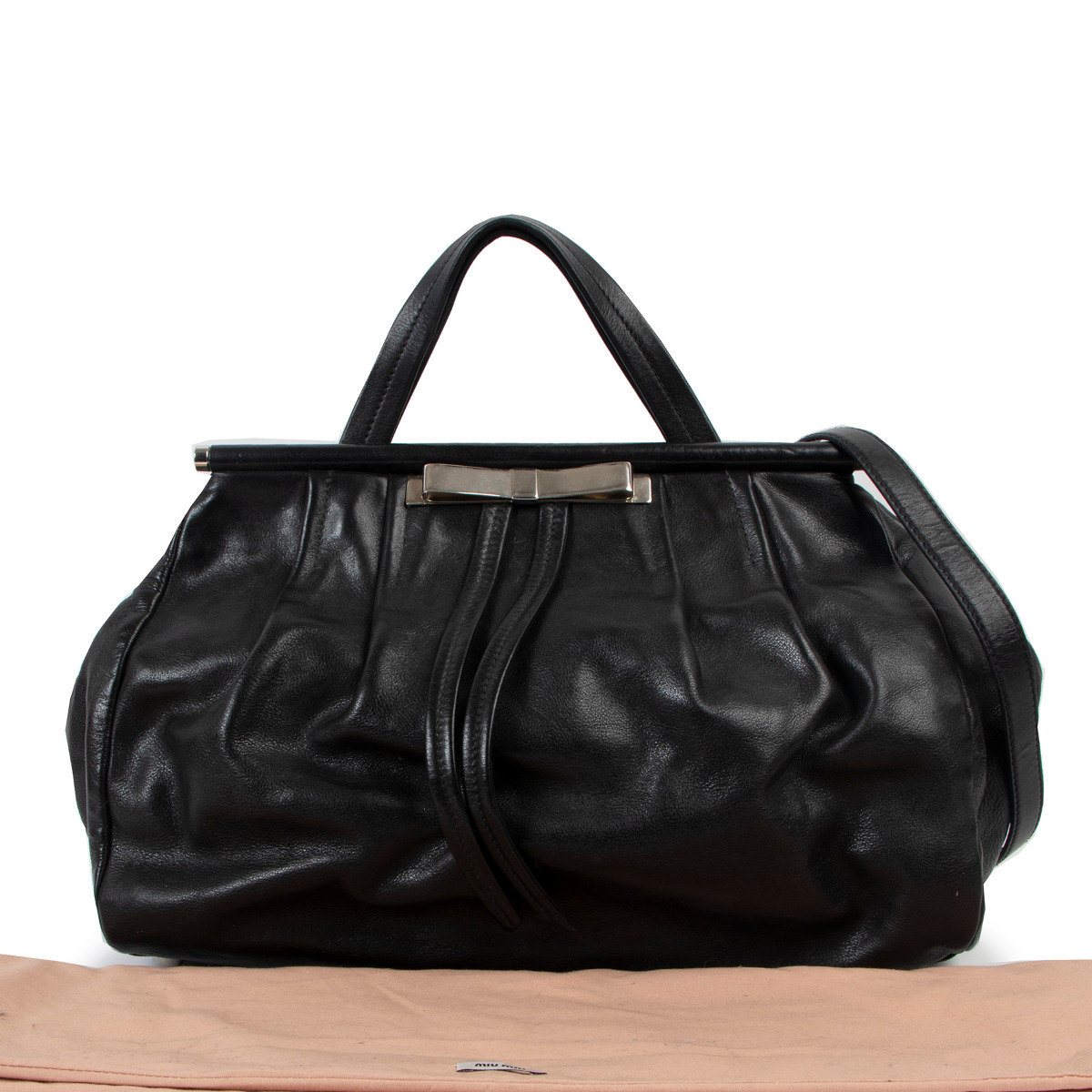 Bow bag leather crossbody bag Miu Miu Black in Leather - 31649509
