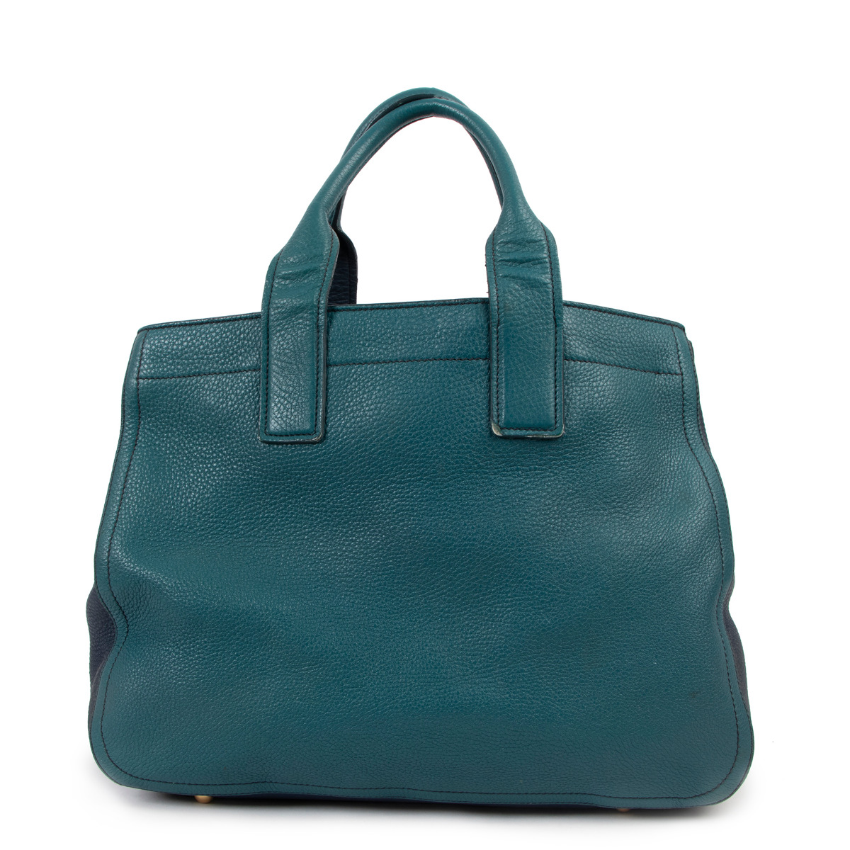 Miu Miu Blue Two Tone Vitello Caribou Textured Leather Tote