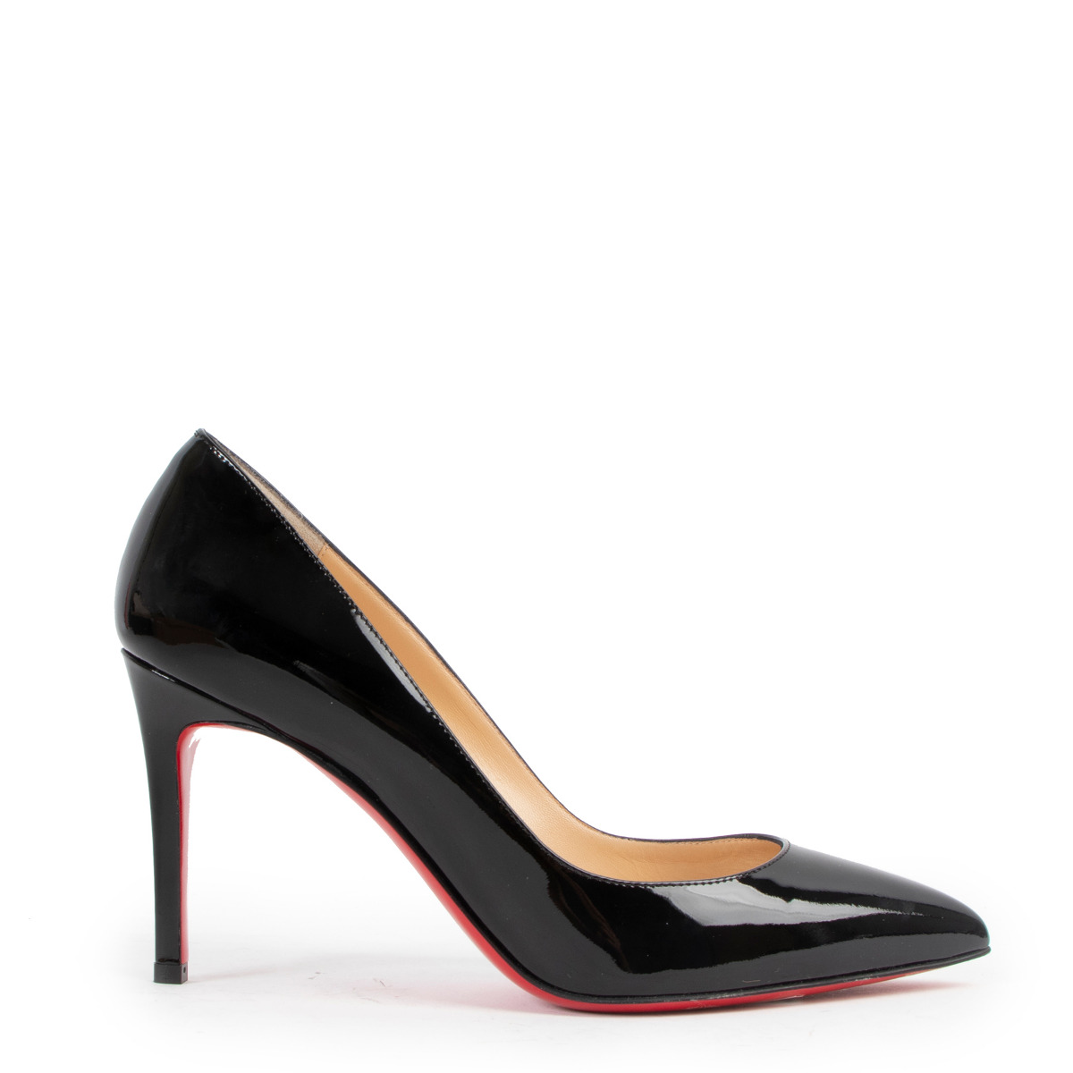 Christian Louboutin Pigalle 85 Black Patent Leather Pumps