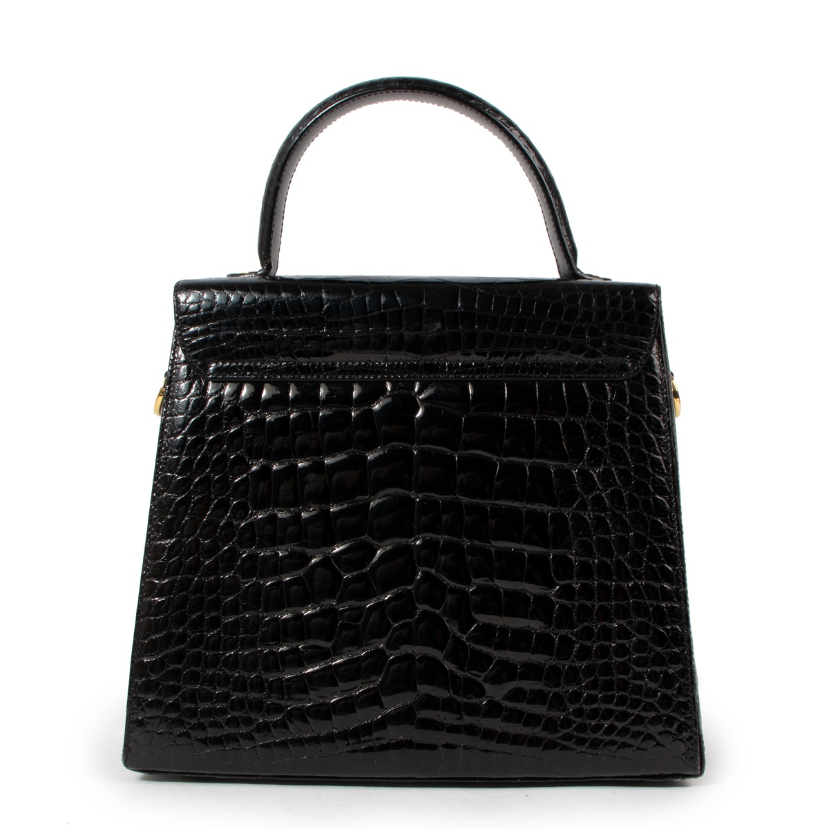 Ferragamo Black Alligator Medium Iconic Bag ○ Labellov