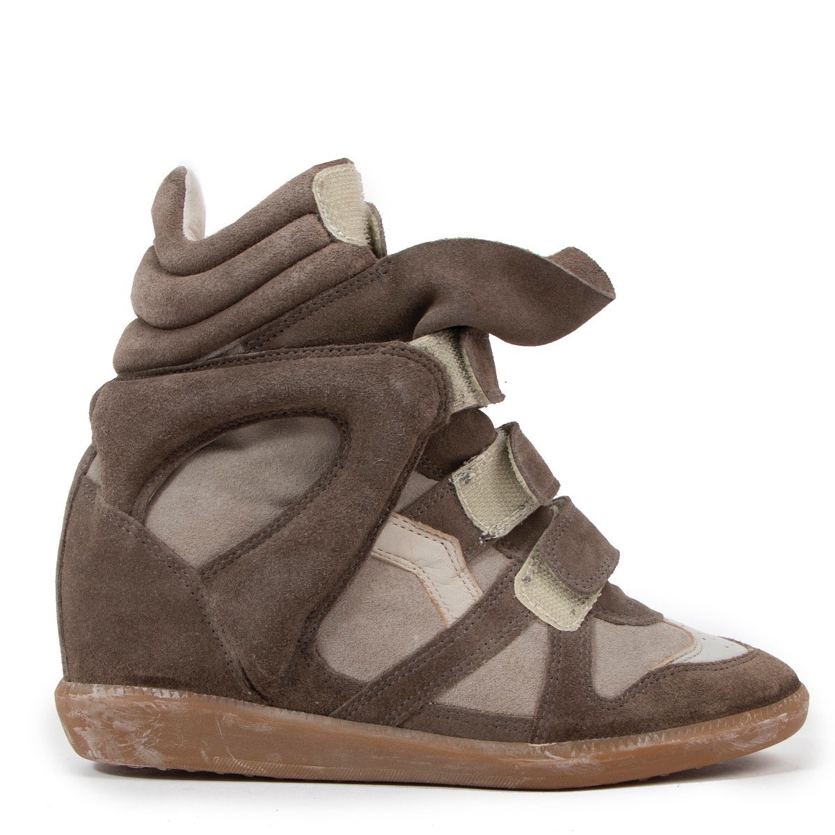 Isabel Marant Etoile Kaki Taupe Suede Bekett Sneakers Size 37