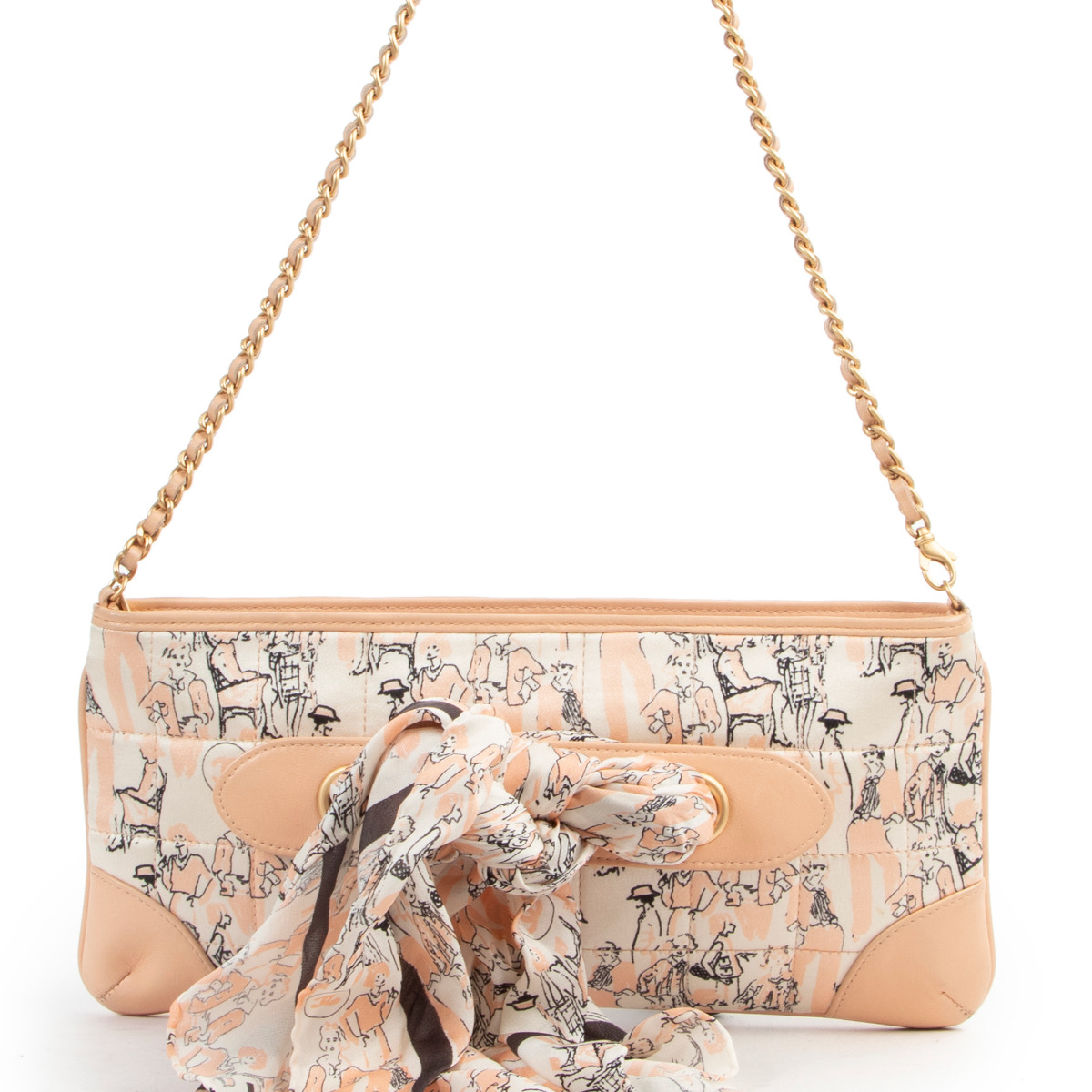 Chanel Peach Pink Coco Mademoiselle Scarf Shoulder Bag ○ Labellov