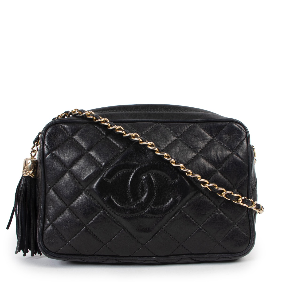 Used Black Chanel Vintage Black Beige Leather Jacket Shoulder Bag Limited  Edition Houston,TX