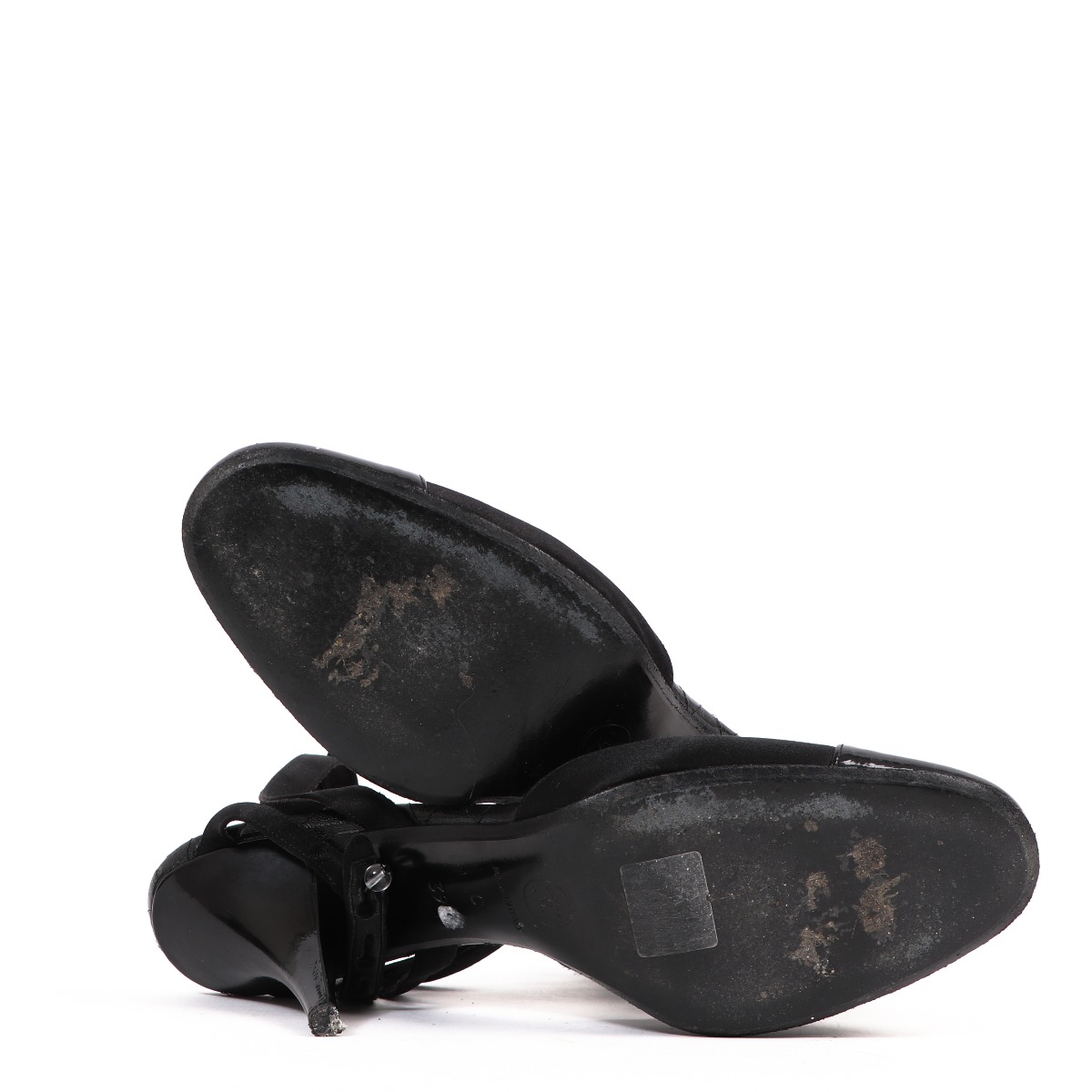 Chanel Black Satin Strappy Heels - Size 39.5 ○ Labellov ○ Buy