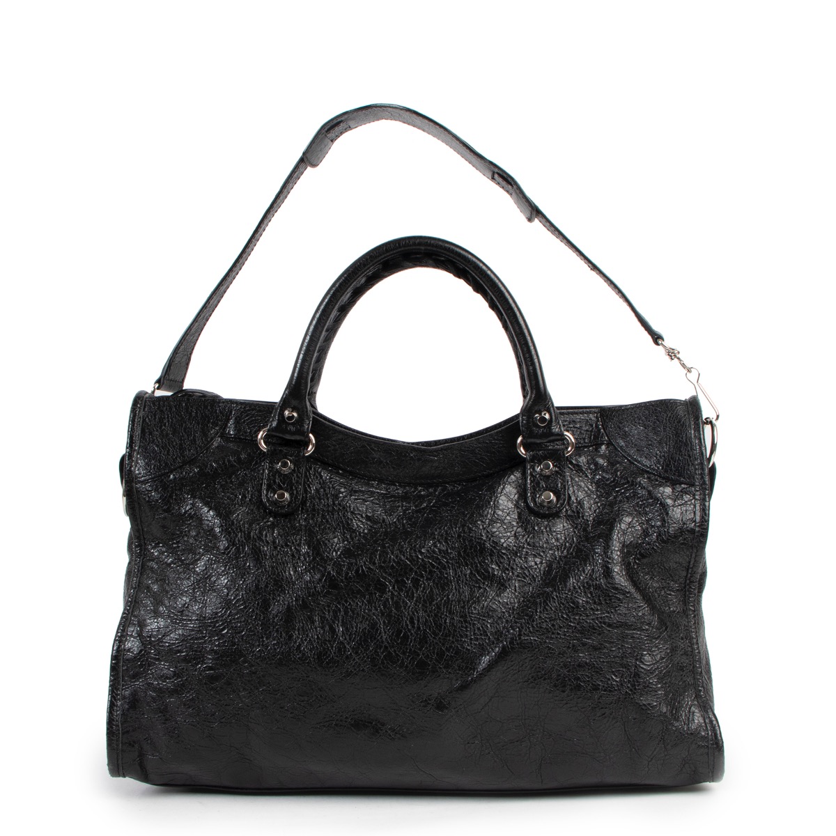 Balenciaga Black Lambskin Classic City Bag Labellov Buy and