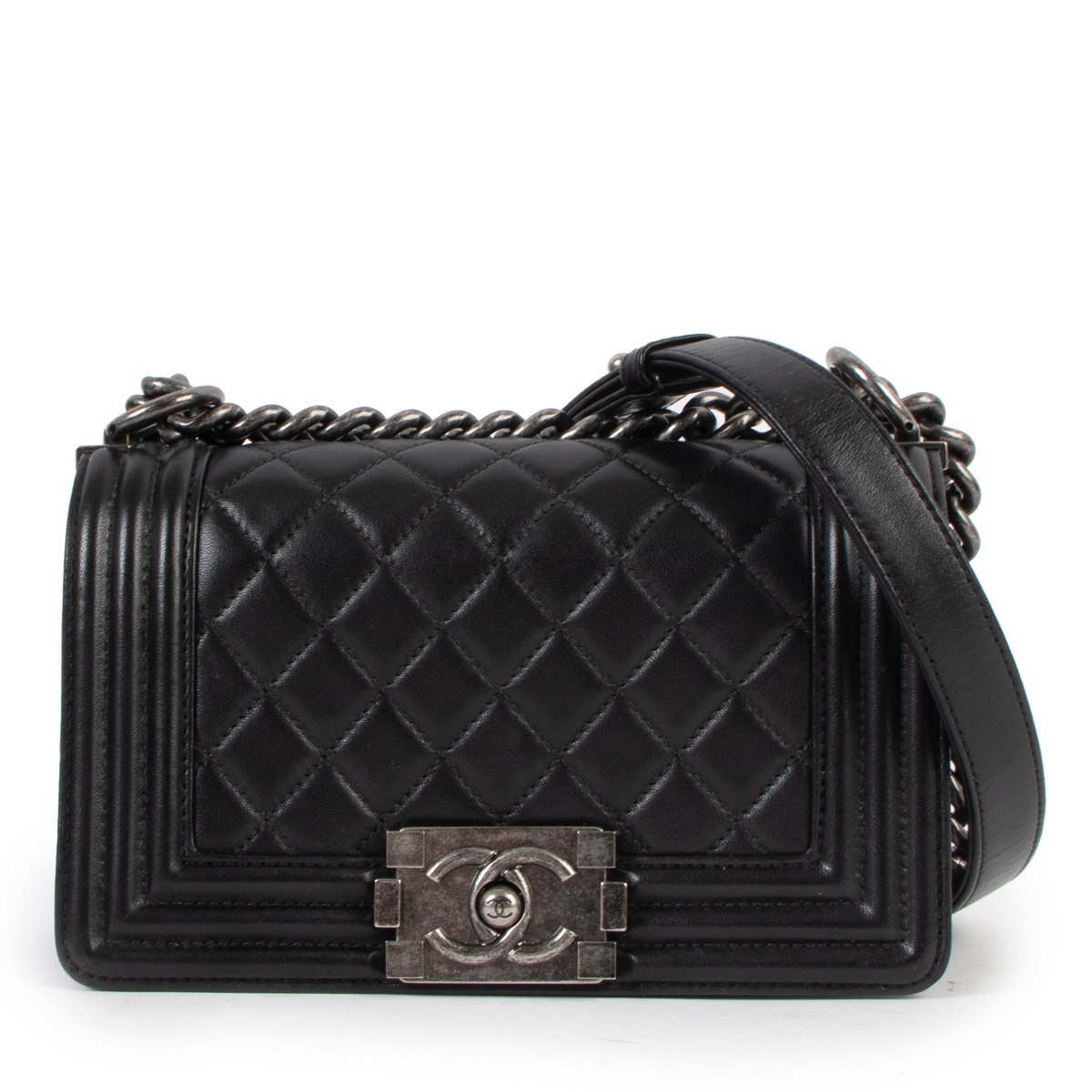 Chanel Black Quilted Lambskin Small Boy Bag Labellov Buy and