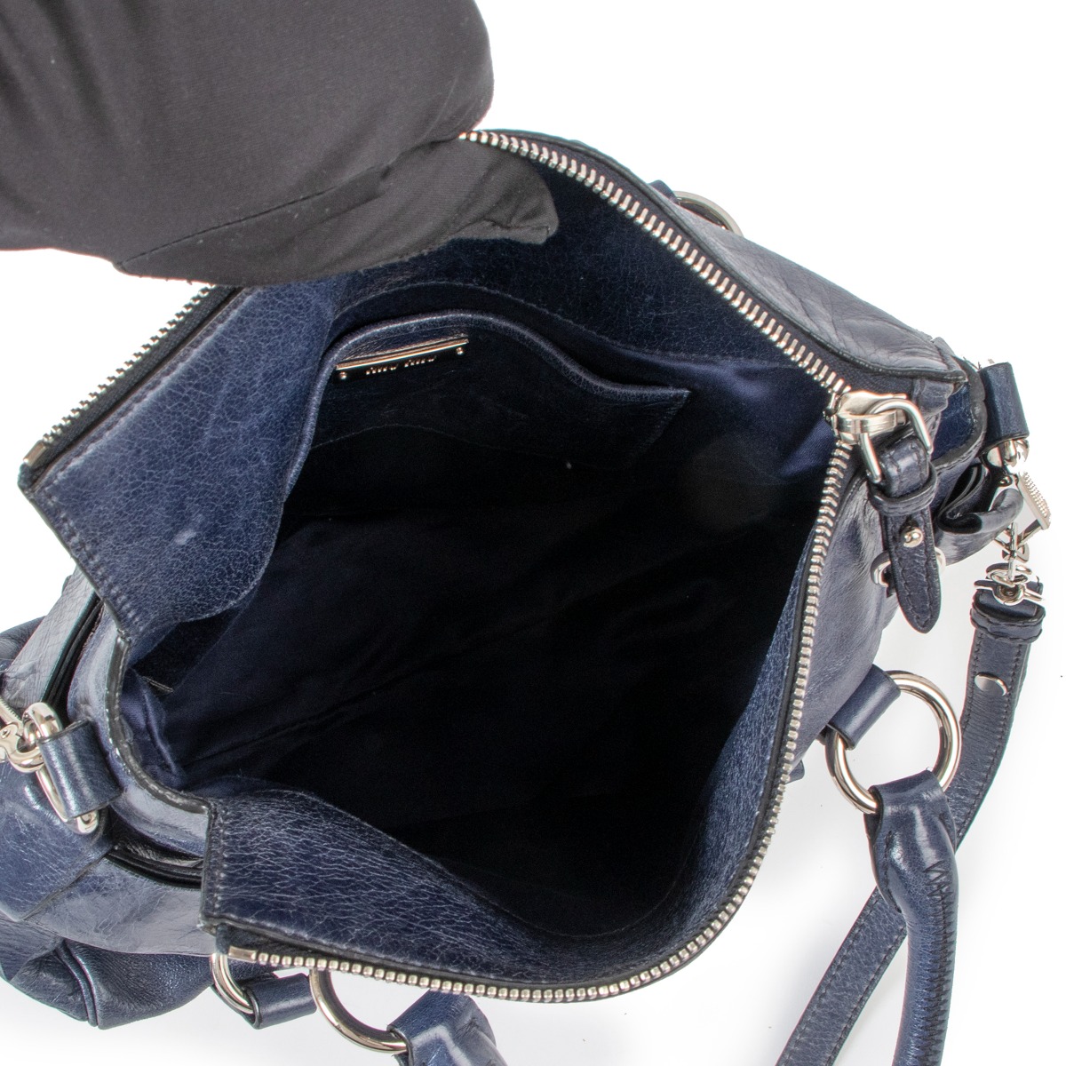Miu Miu Blue Vitello Lux Bow Small Handbag ○ Labellov