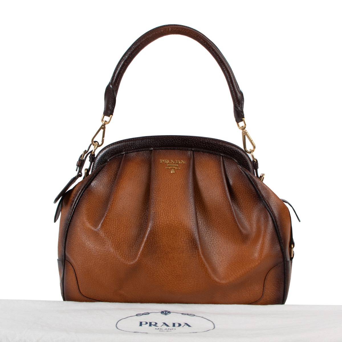 Prada Brown Ombré Leather Frame Doctor Bag ○ Labellov ○ Buy and