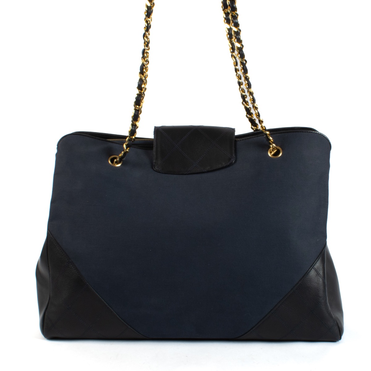 VINTAGE シャネル バケットバッグ ネイビー Vintage CHANEL Blue Quilted Canvas and Leather Combo Hobo