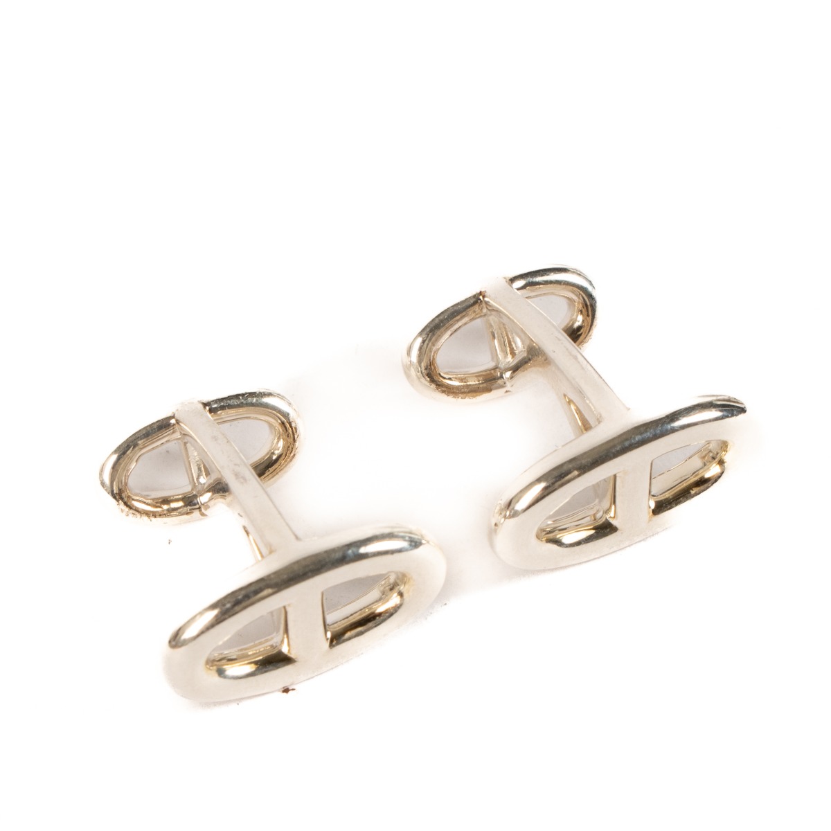 Hermès Sterling Silver Chaine d'Ancre Cufflinks ○ Labellov