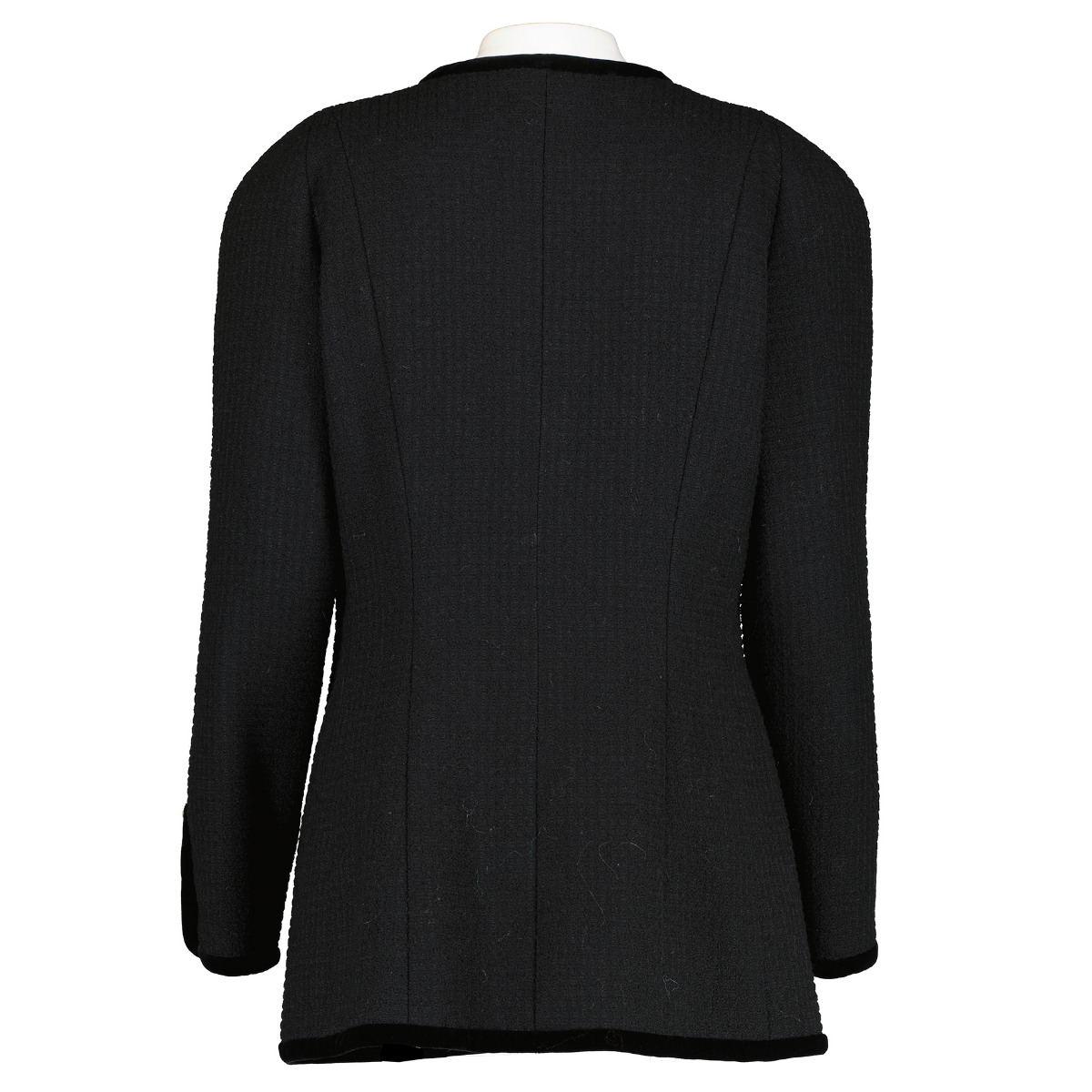 ジャケット No.0666 point tweed black JK NEW EXPRESS $178 BLACK MIXED BUTTON FRONT BOUCLE TWEED