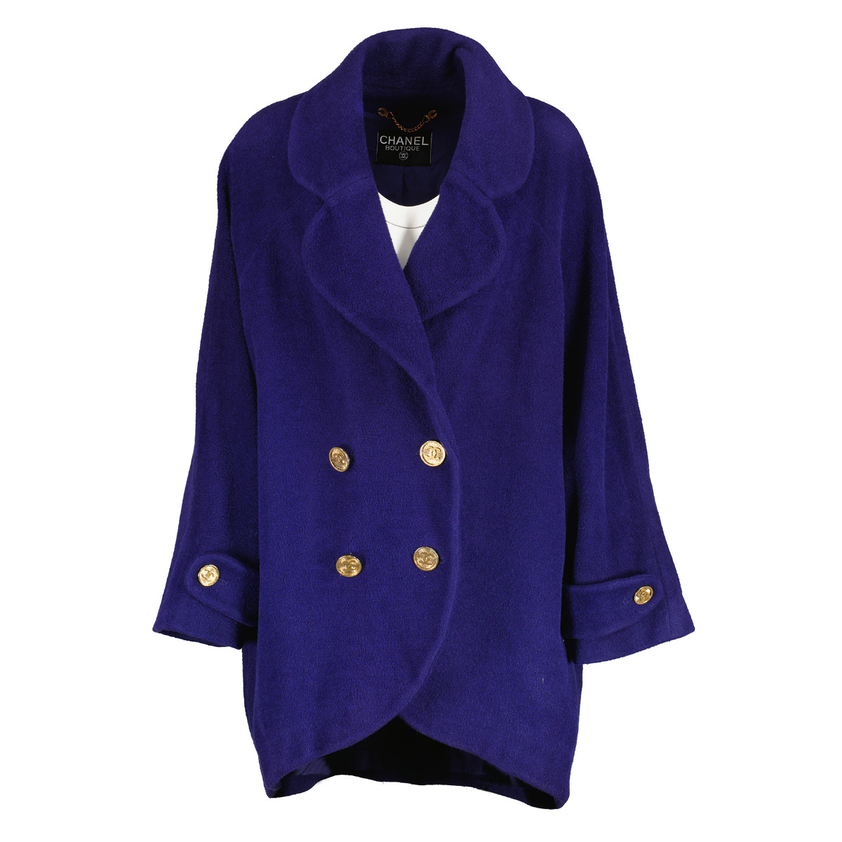 Chanel Vintage Golden Button Cobalt Blue Oversized Coat ○ Labellov ○ Buy  and Sell Authentic Luxury