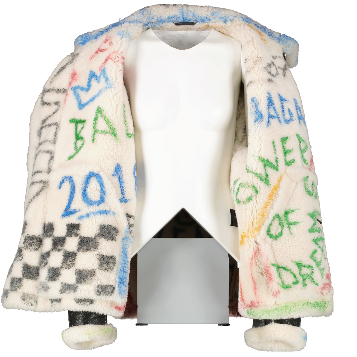 Balenciaga graffiti shearling jacket hot sale