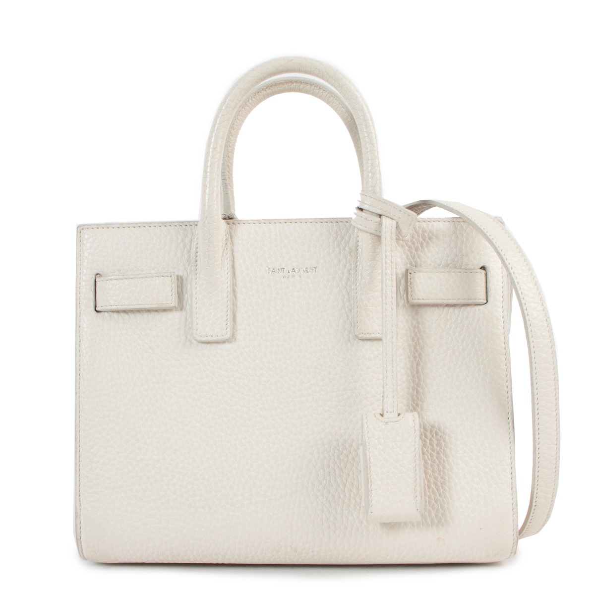 Saint Laurent White Leather Sac de Jour Nano Crossbody Bag