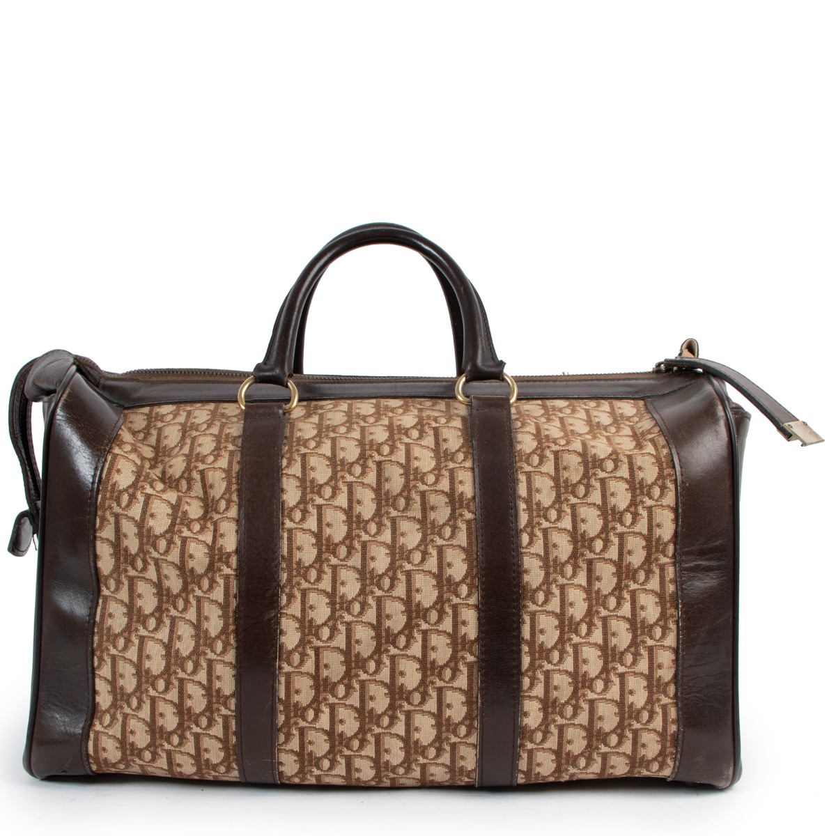 Christian Dior Brown Oblique Monogram Vintage Travel Bag