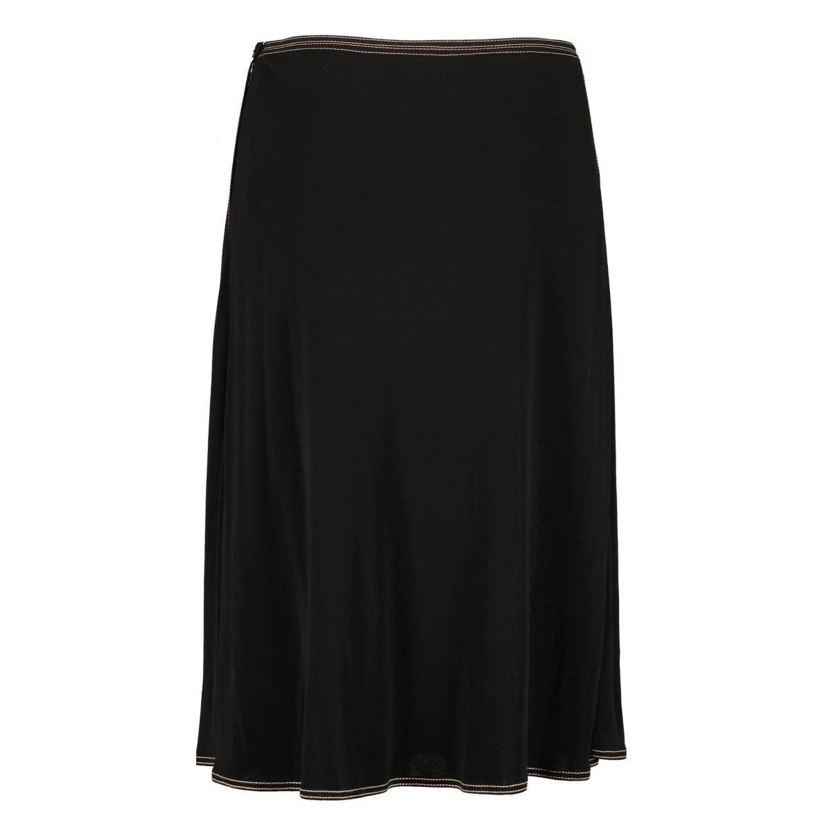 Hermès Black Contrast Stitch Pleated Knee-Length Skirt
