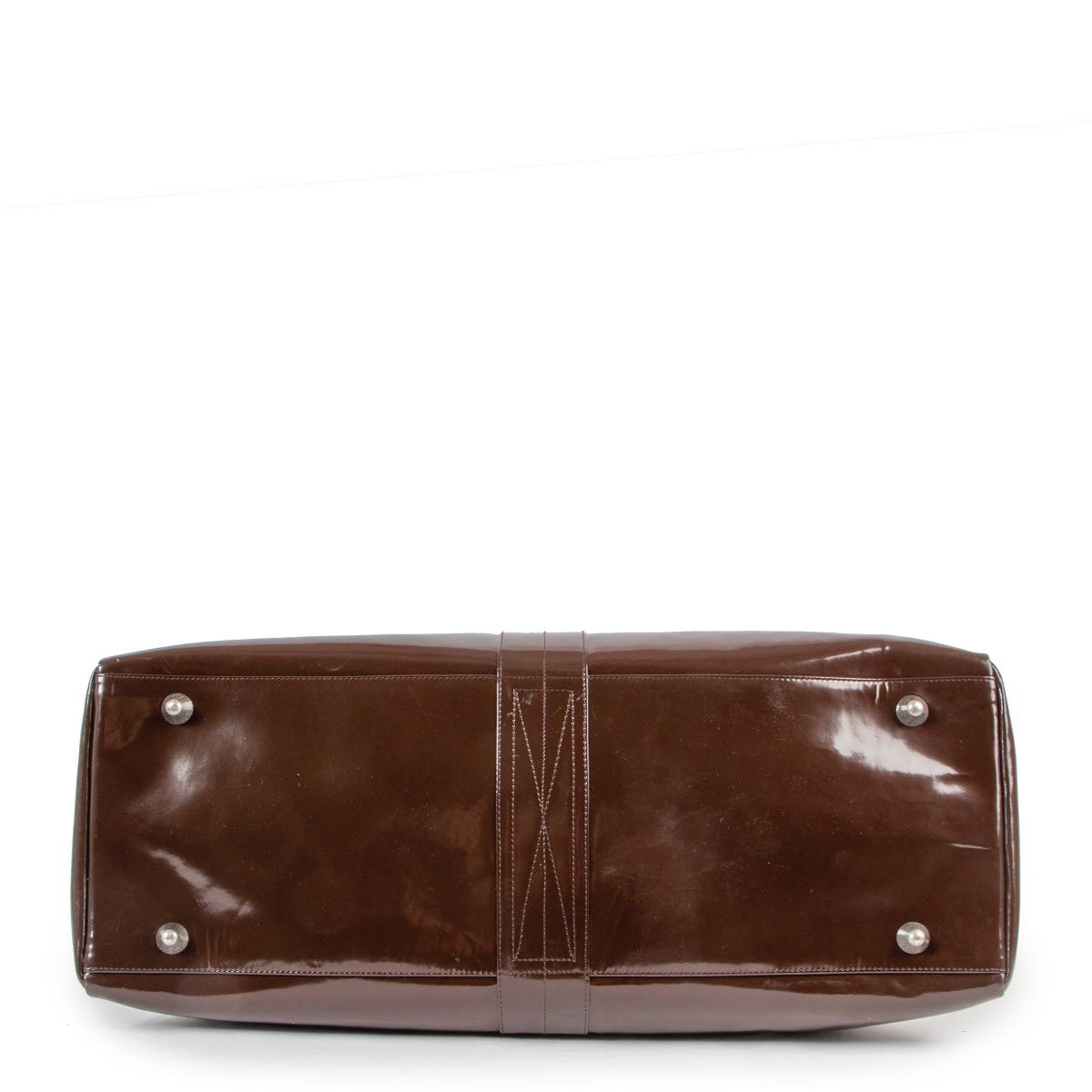 関税負担なし◆Dries Van Noten◆レザーハンドバッグ ブラウン Dries Van Noten Brown Patent Leather Travel Bag ○ Labellov