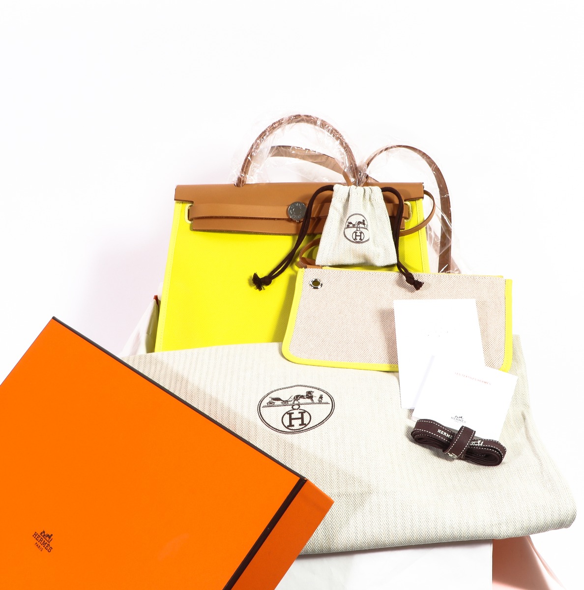 エルメス エールバッグ Herbag 31 ライム Hermès Herbag Zip 31 Lime & Fauve Toile Berline & Vache