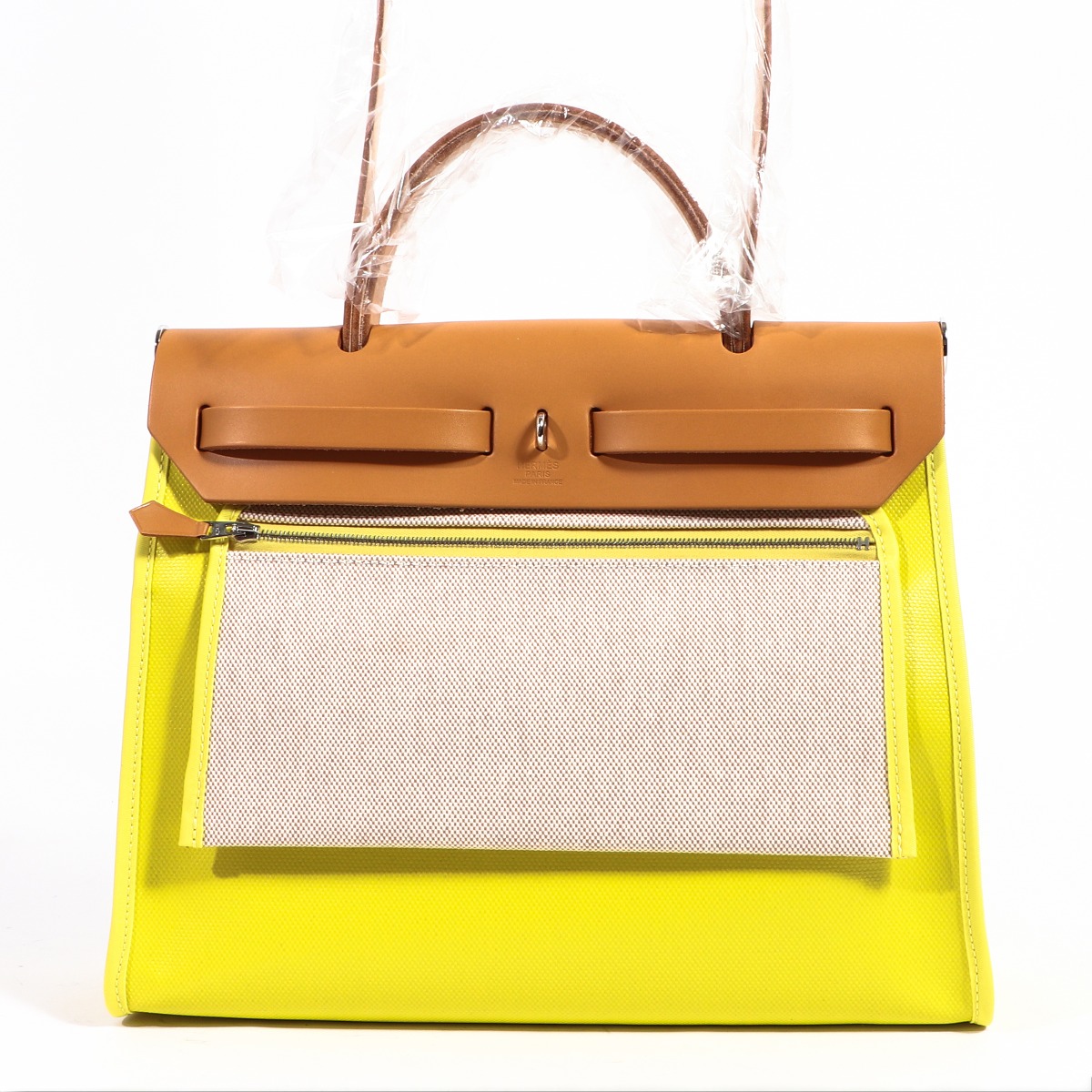 エルメス エールバッグ Herbag 31 ライム Hermès Herbag Zip 31 Lime & Fauve Toile Berline & Vache