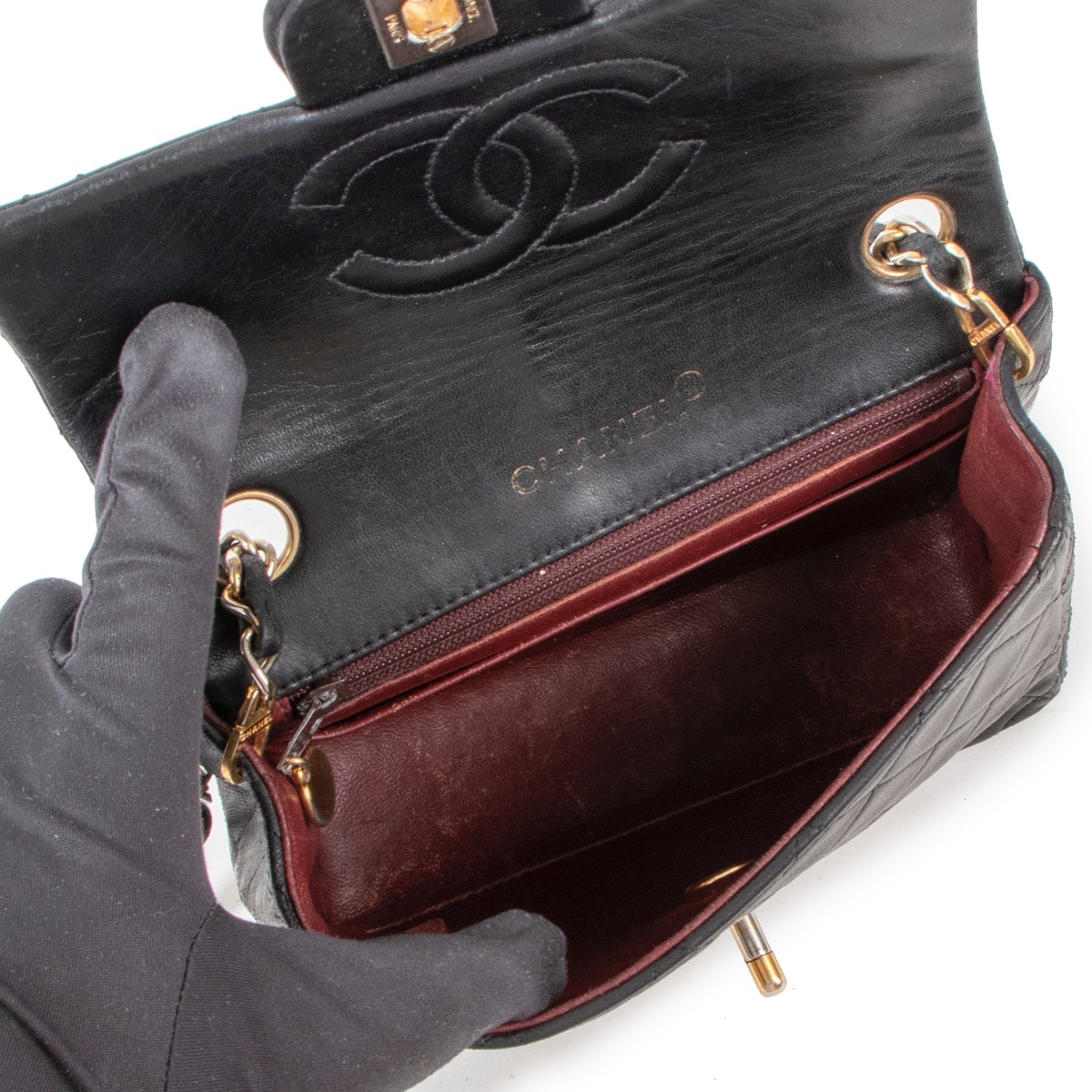 Chanel Black Lambskin Mini Square Classic Flap Bag Labellov Buy