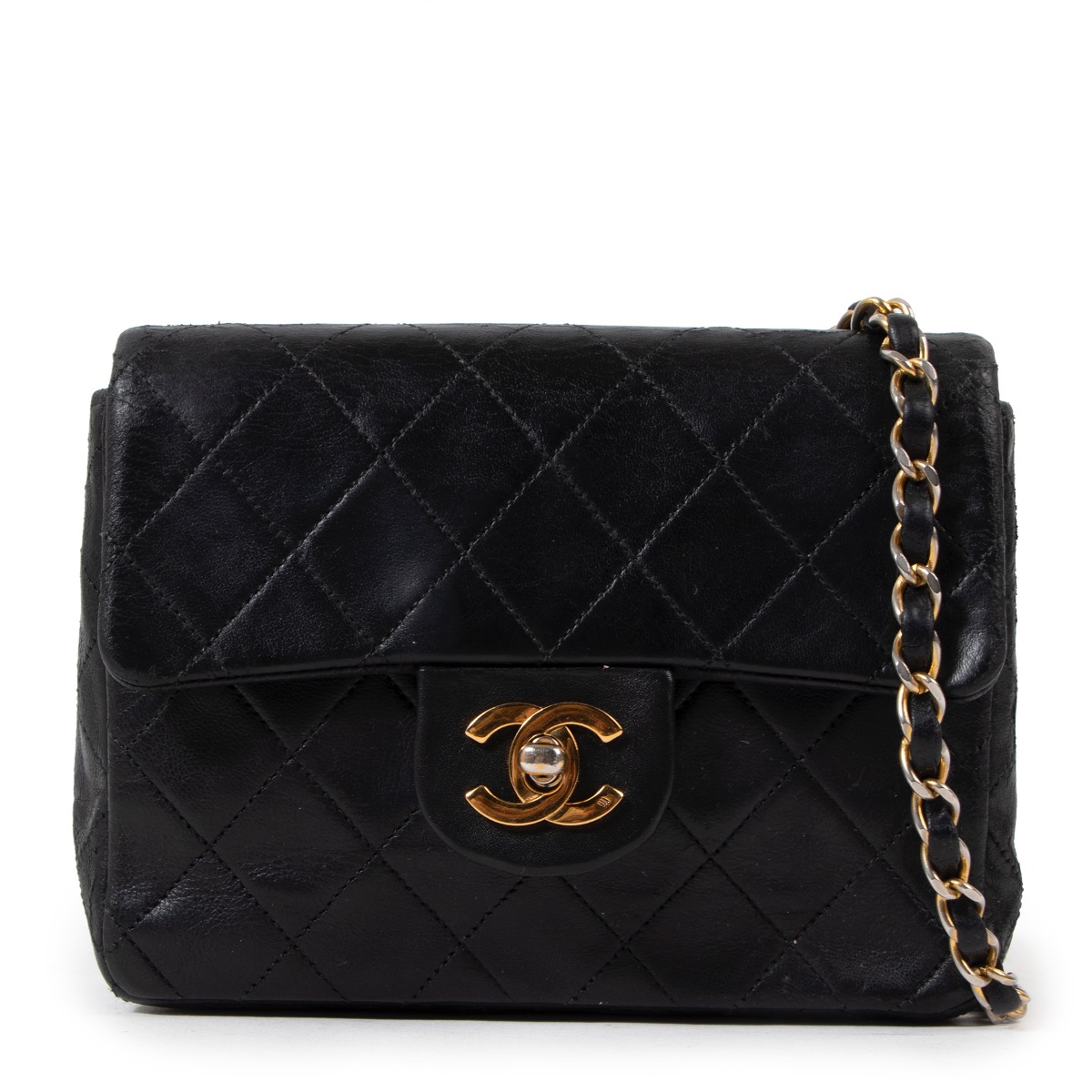 Chanel Black Lambskin Mini Square Classic Flap Bag Labellov Buy