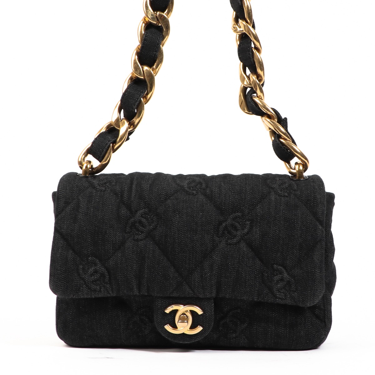 激安直営店 Chanel Funky Bag Flap Classic Denim Embossed CC Town 人文