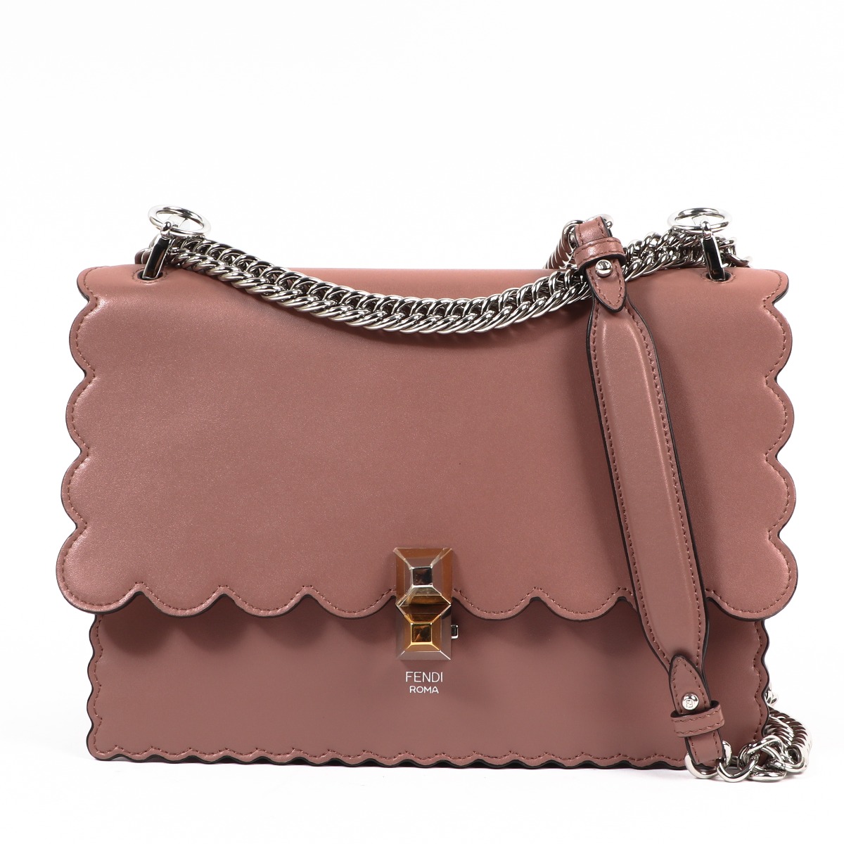 Fendi Kan I English Rose Scalloped Studded Bag Labellov Buy and Sell Authentic Luxury