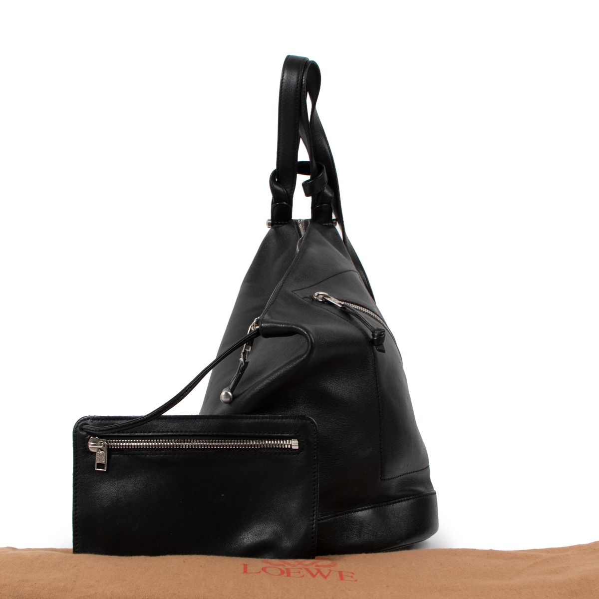 【美品】LOEWE ANTON BACKPACK ネイビー ll05044_loewe_black_leather_ba