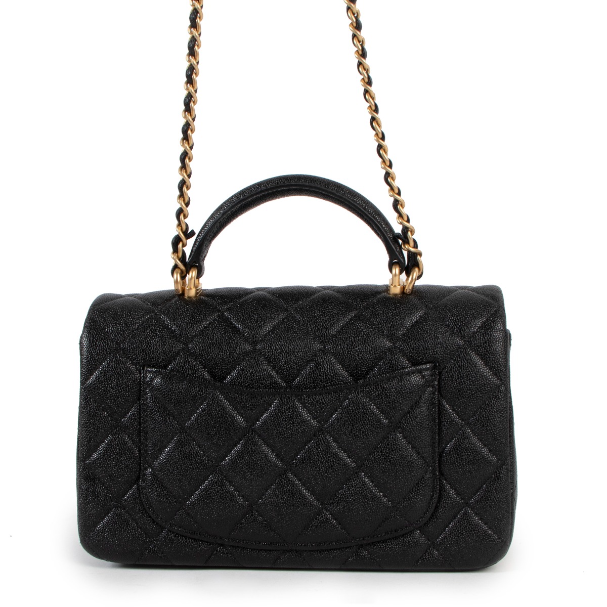 Vintage Chanel Black Caviar Quilted Mini Top Handle - Chanel