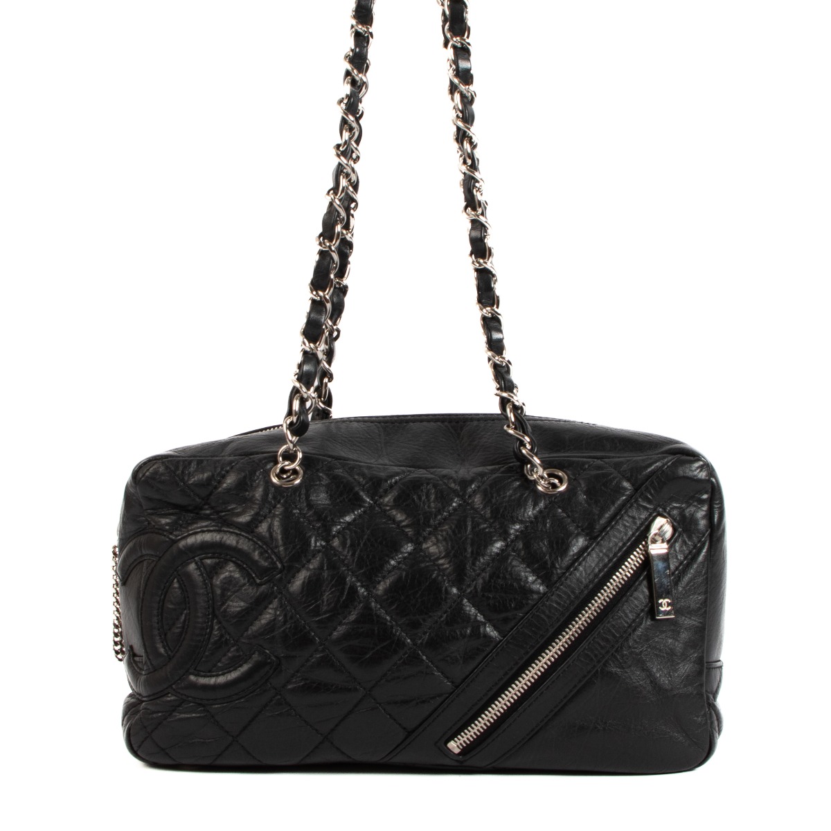 Chanel Black Aged Calfskin Club Bowler Bag ○ Labellov
