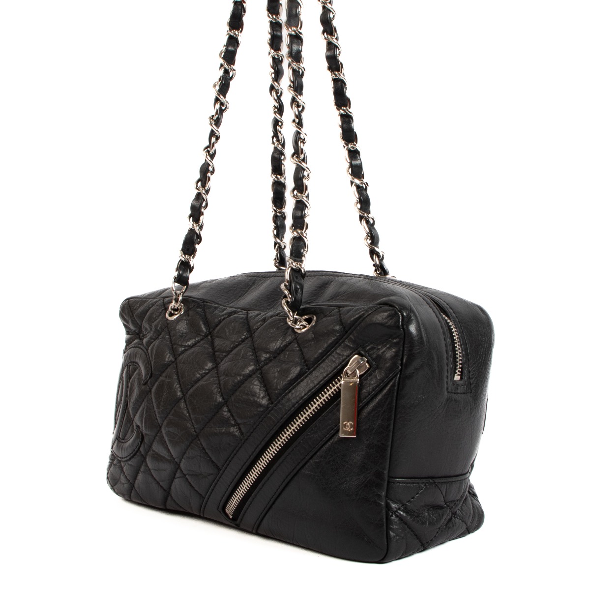 Chanel Black Aged Calfskin Club Bowler Bag ○ Labellov