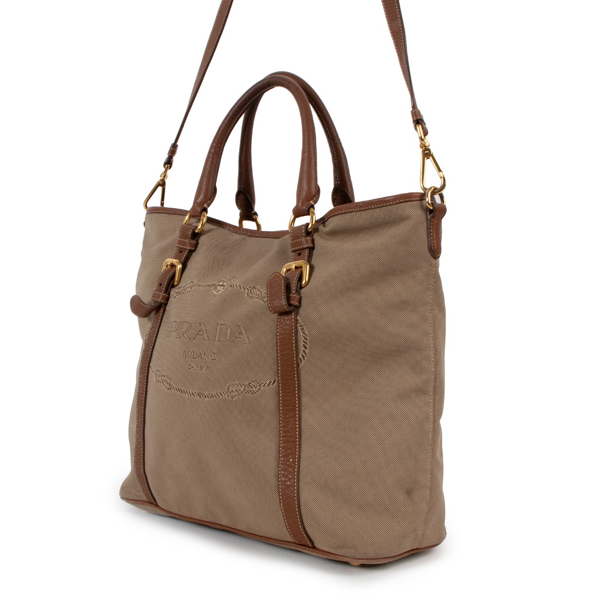 追跡送料込☆VIPセール☆PRADA☆Logo Tote Bag Natural Cognac 追跡送料込☆VIPセール☆PRADA☆Logo Tote Bag Natural Cognac