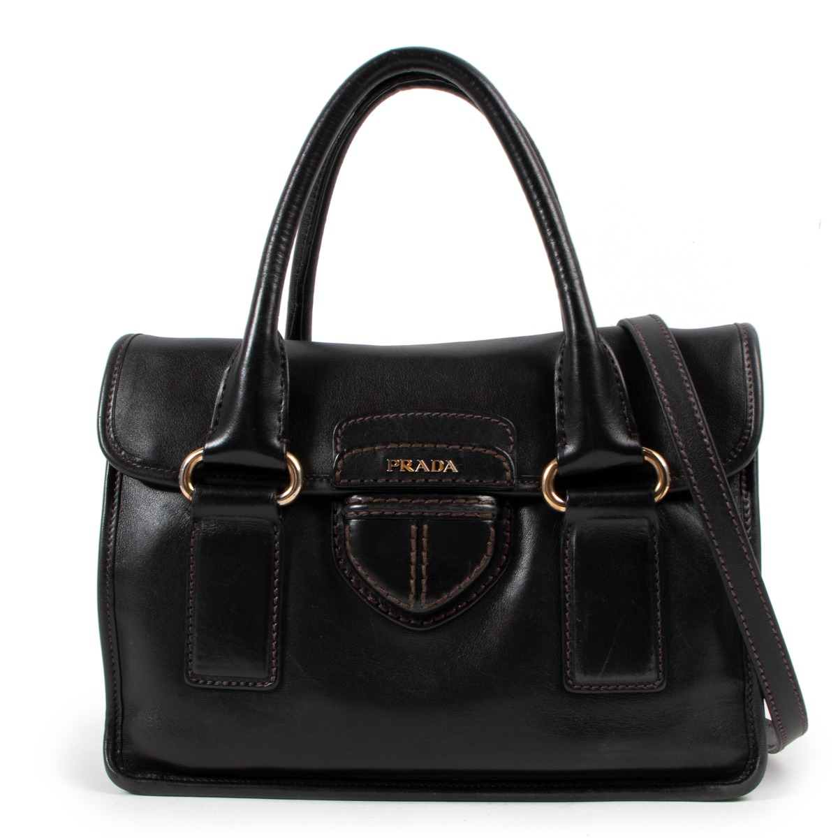 Prada Black City Calf Small Handbag ○ Labellov ○ Buy and Sell