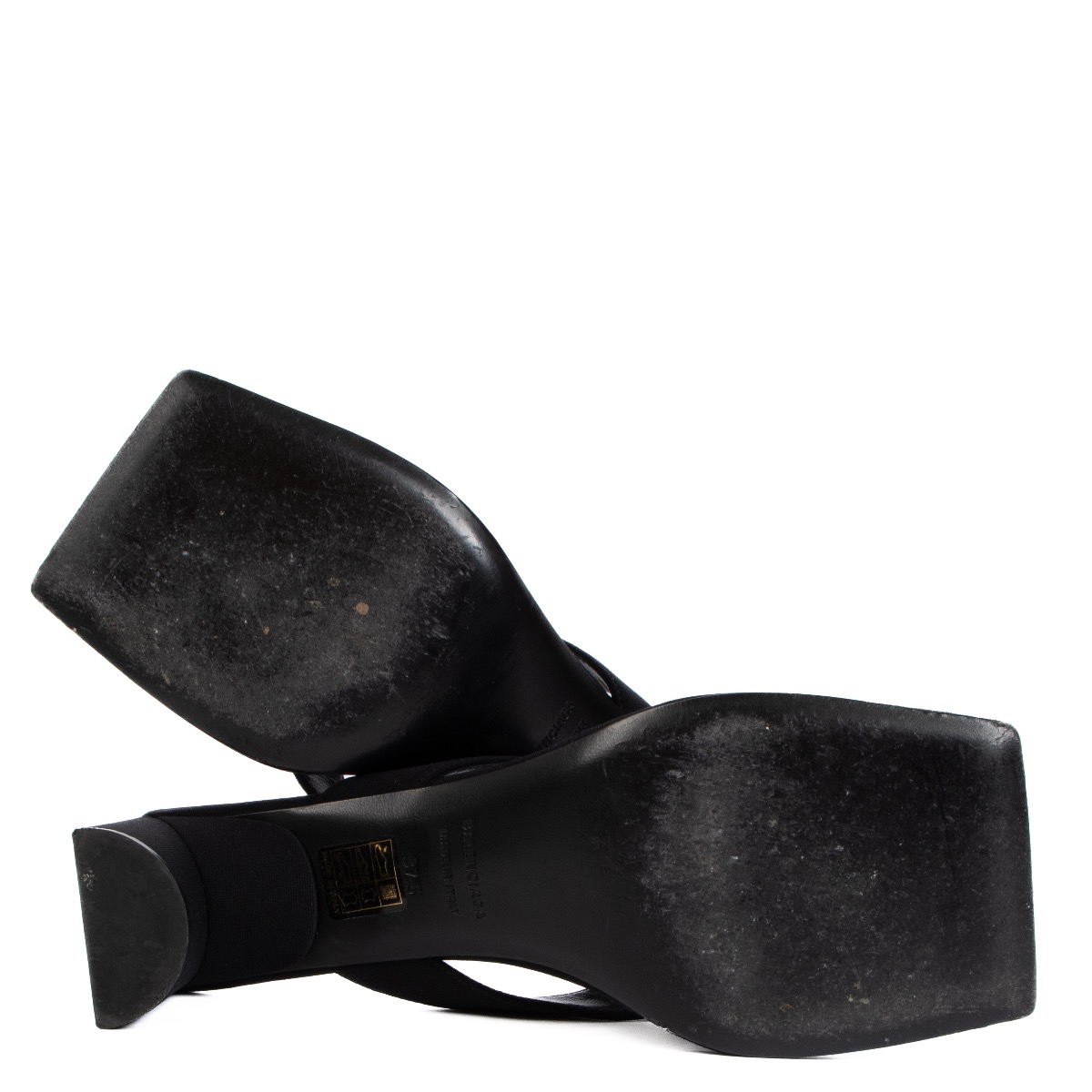 Balenciaga Black Double Square Thong Sandals - size 37,5