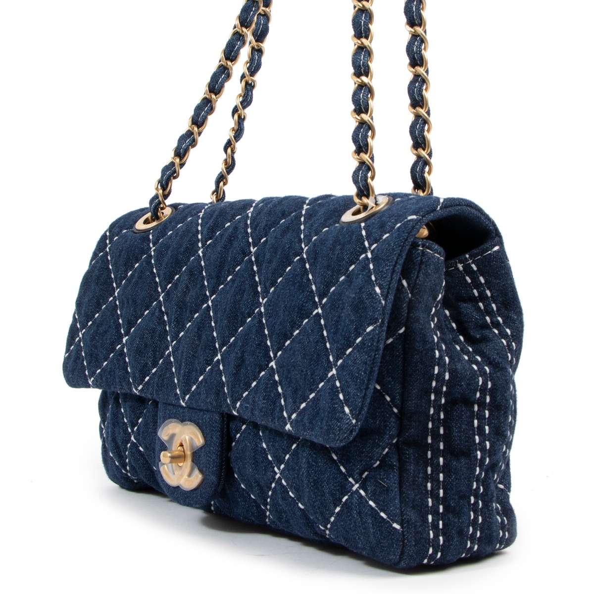 Chanel 20C Blue Denim Classic Flap Bag Labellov Buy and Sell