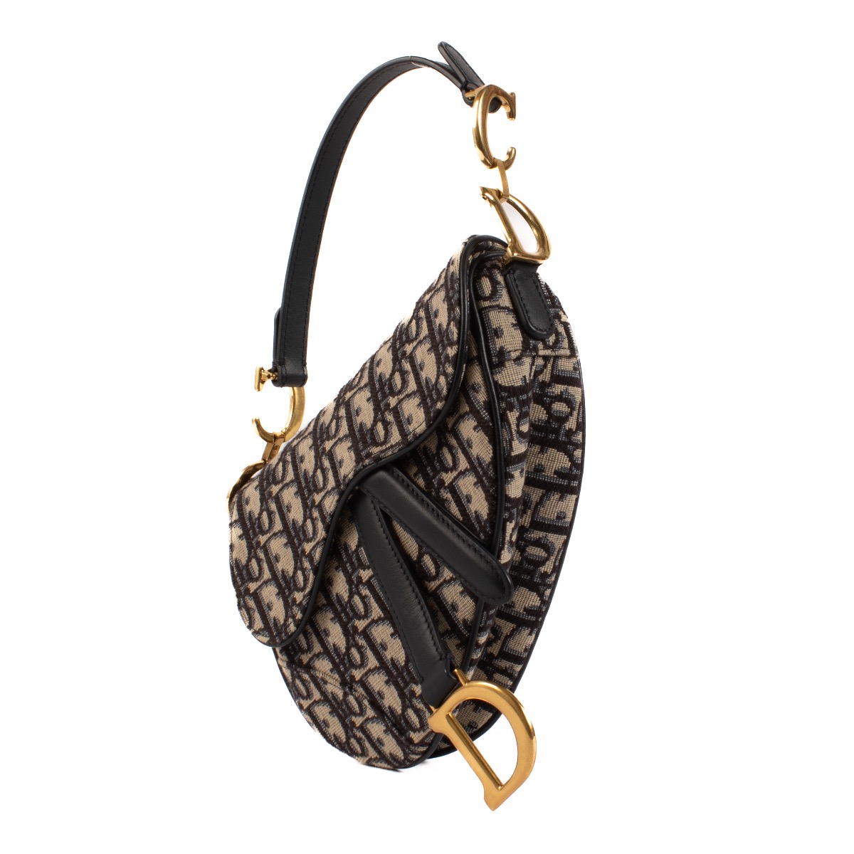 Christian Dior Blue Oblique Mini Saddle Bag with Strap