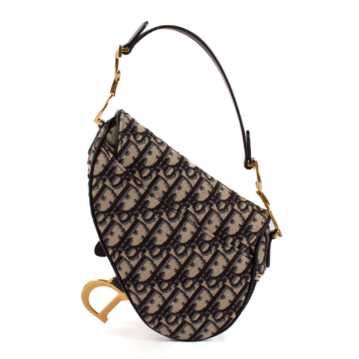Christian Dior Blue Oblique Mini Saddle Bag with Strap