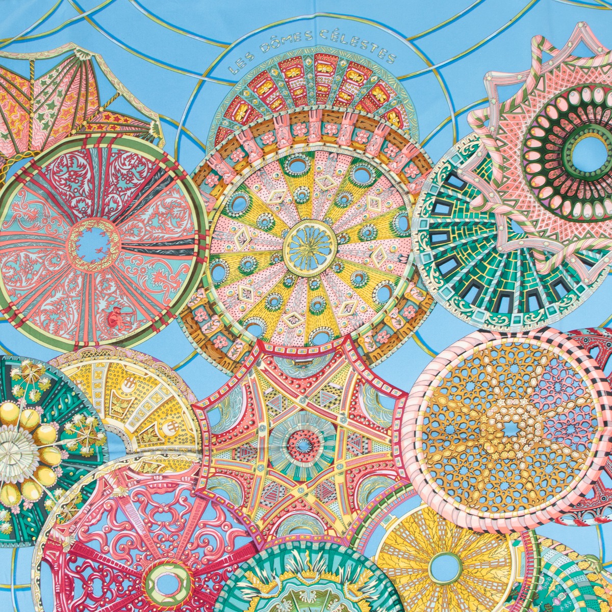 HERMÈS LES DÔMES CÉLESTES スカーフ 90x90cm Hermès Blue Les Dômes Célestes Carré 90 Silk Scarf
