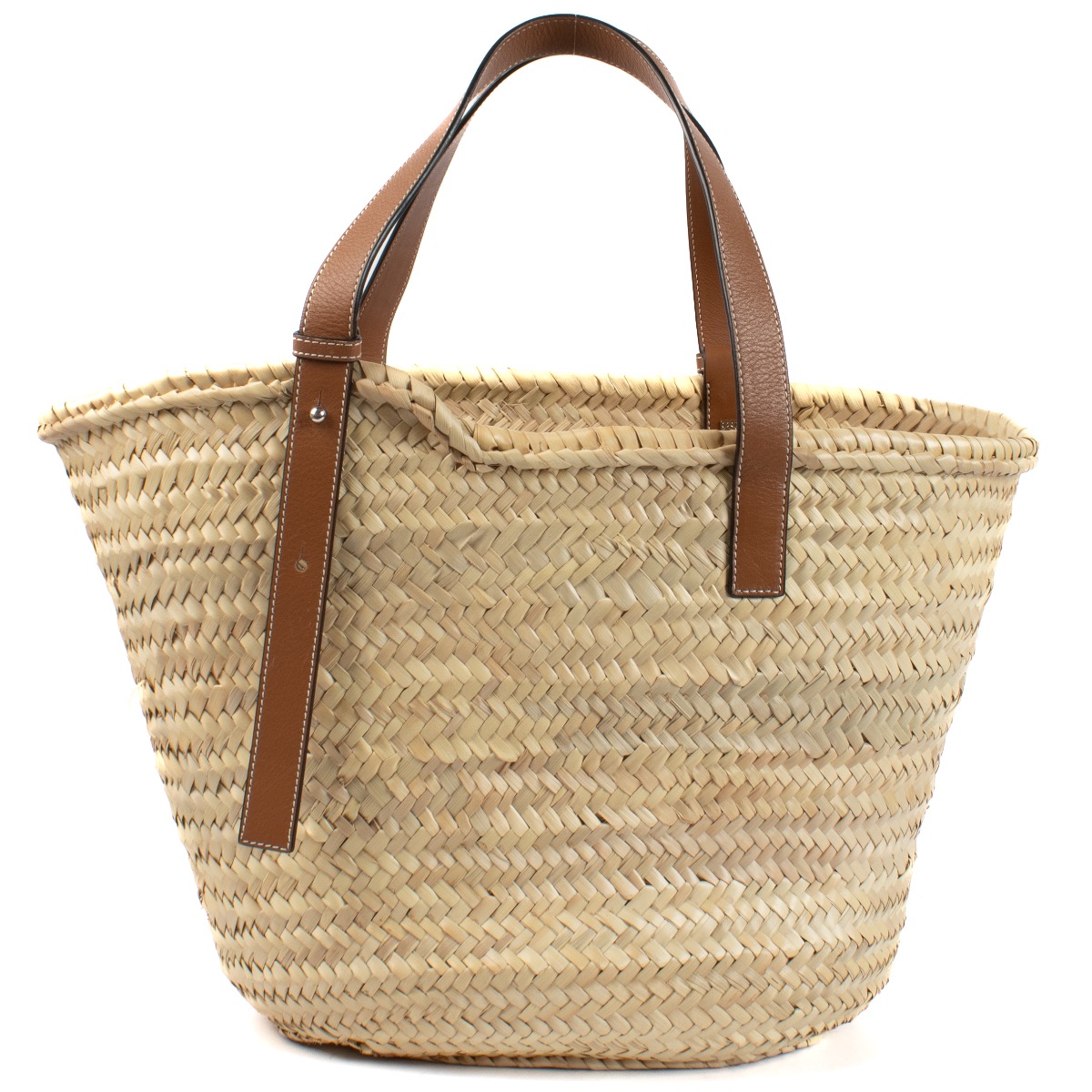 【LOEWE】LARGE BASKET BAG Loewe Basket Bag Large in Palm Leaf with Leather Handles