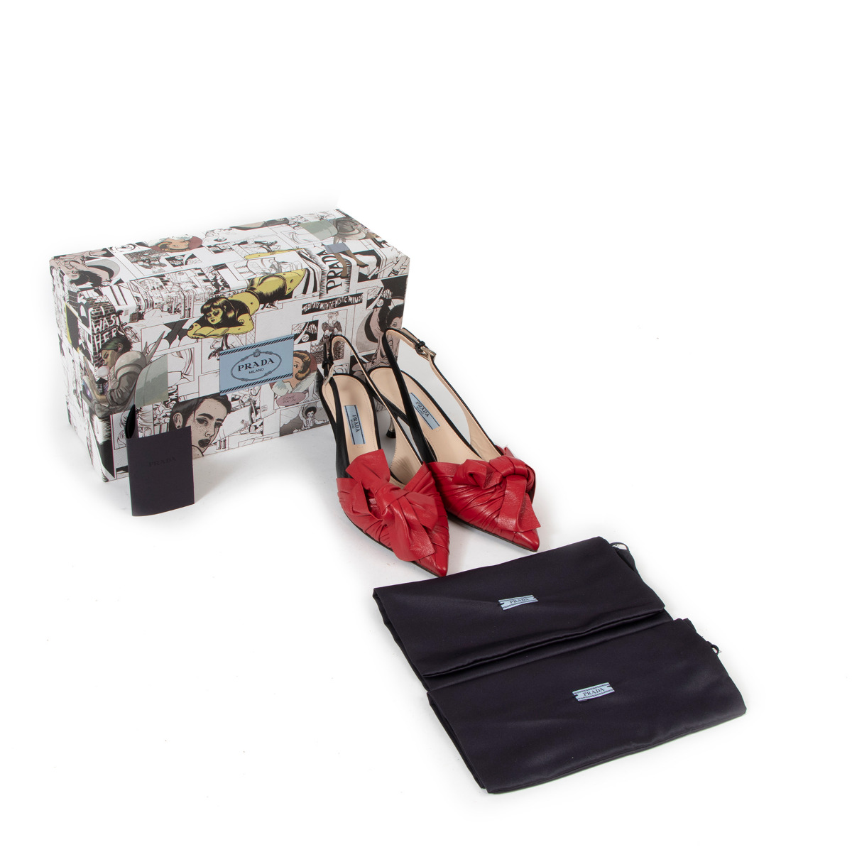 Prada Red Leather Slingback Pumps - size 36 ○ Labellov