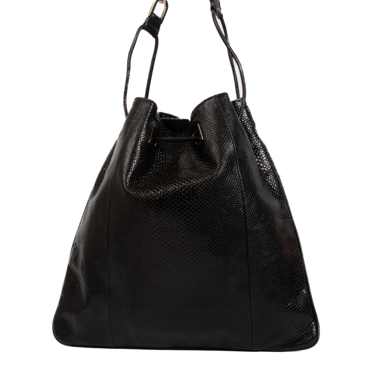 Gucci Tom Ford Black Snakeskin Drawstring Chain Bag