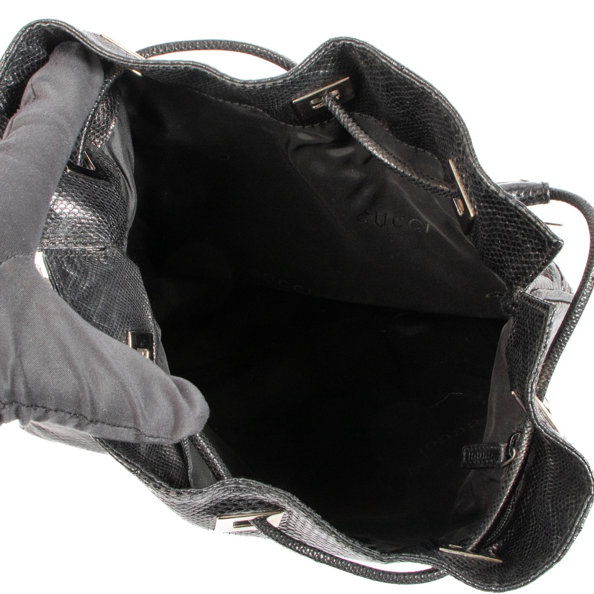 Gucci Tom Ford Black Snakeskin Drawstring Chain Bag