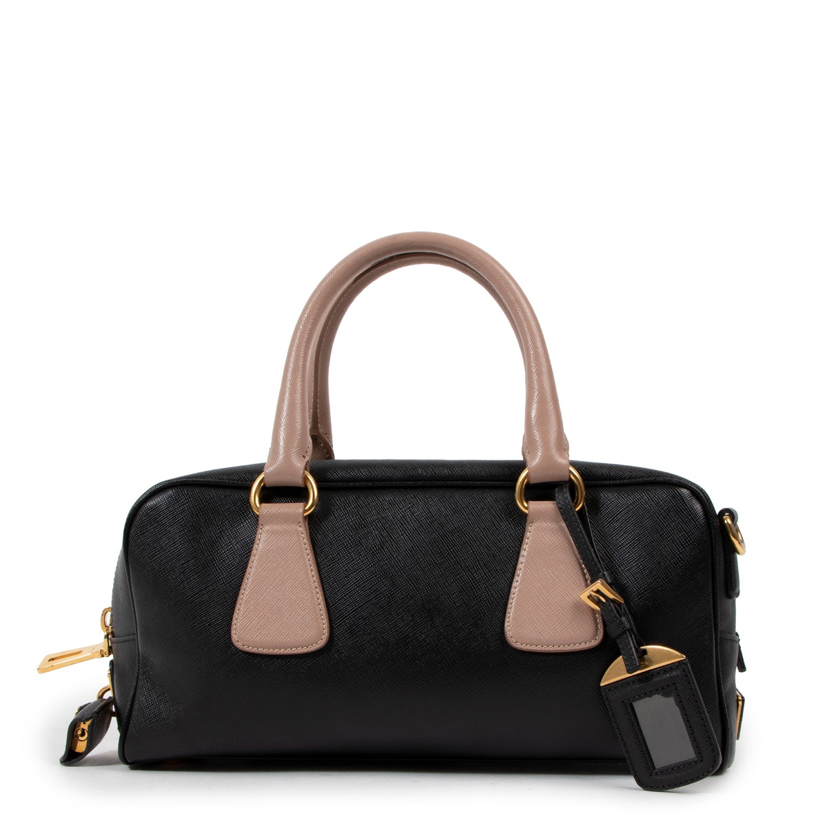 Prada Black Saffiano Leather Boston Bag ○ Labellov ○ Buy