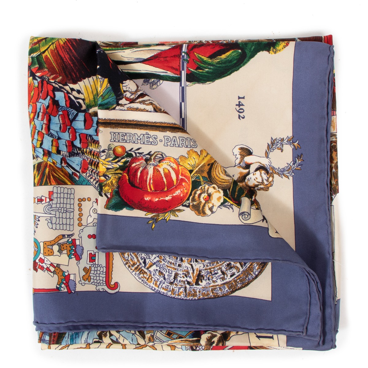 Herm s Blue Les Am riques Silk Scarf Labellov Buy and Sell