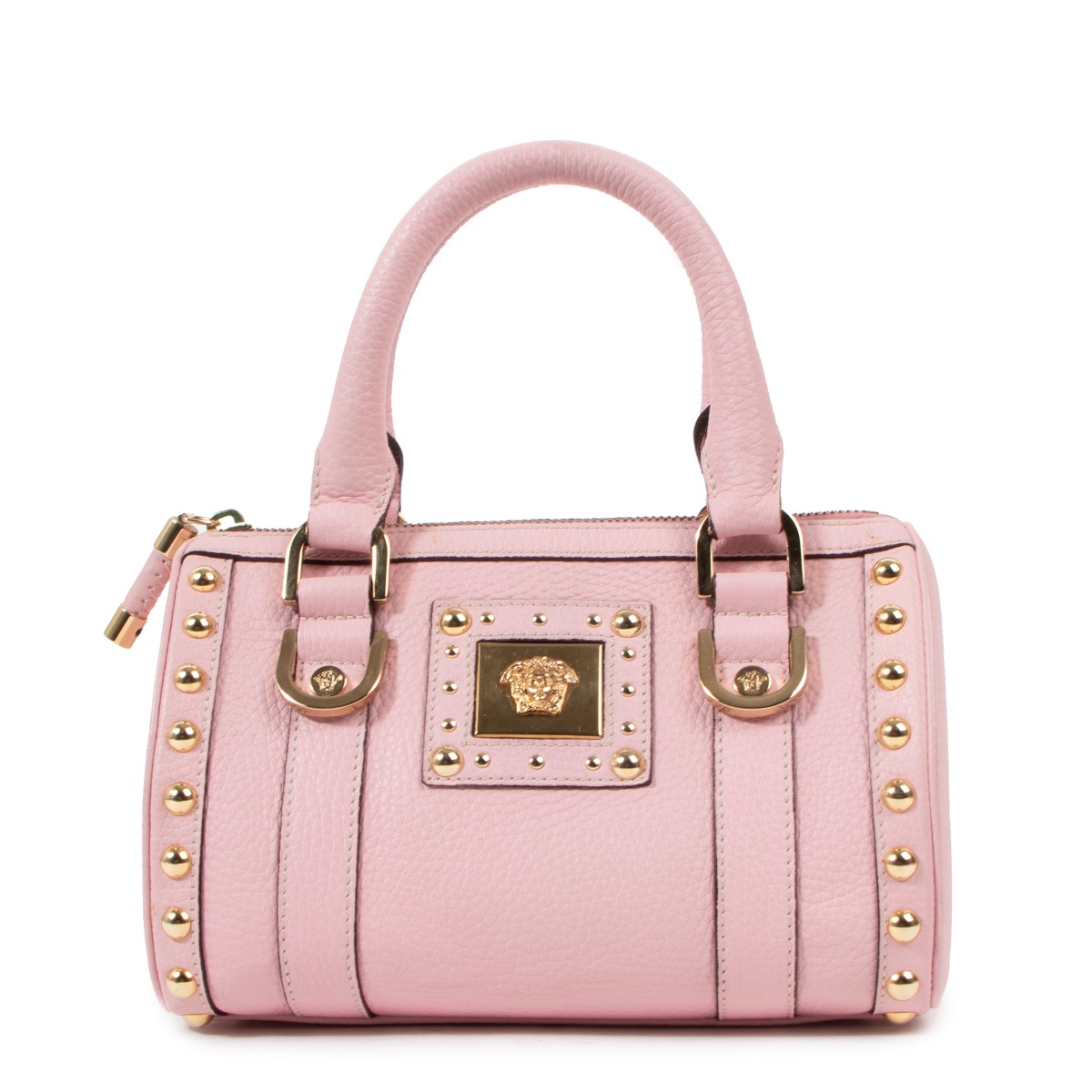 Versace Pink Leather Mini Boston Bag ○ Labellov ○ Buy and