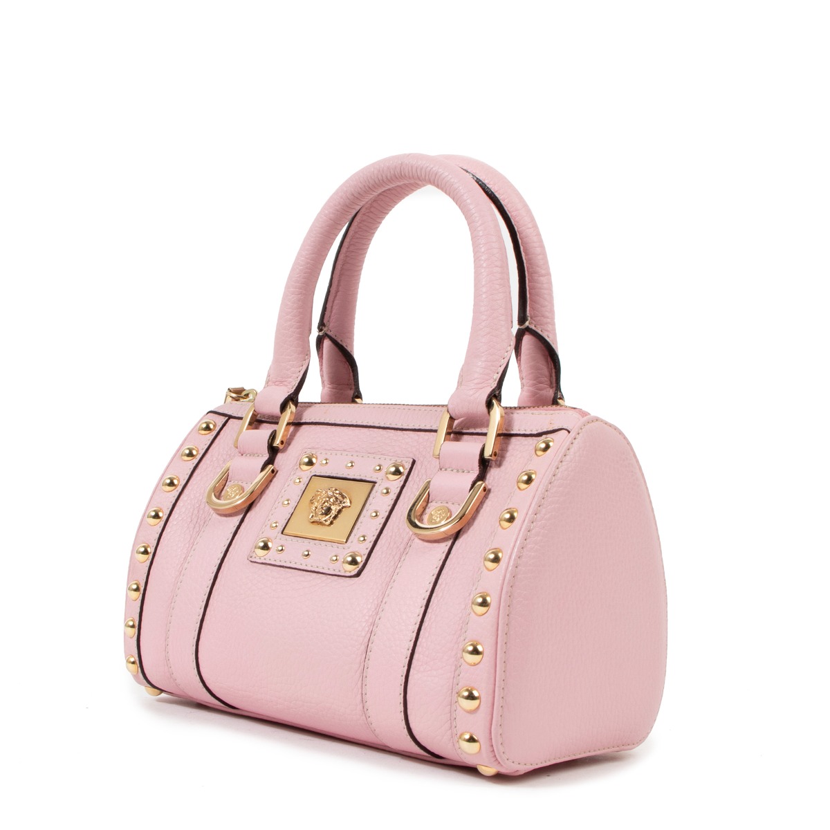 Versace Pink Leather Mini Boston Bag ○ Labellov ○ Buy and